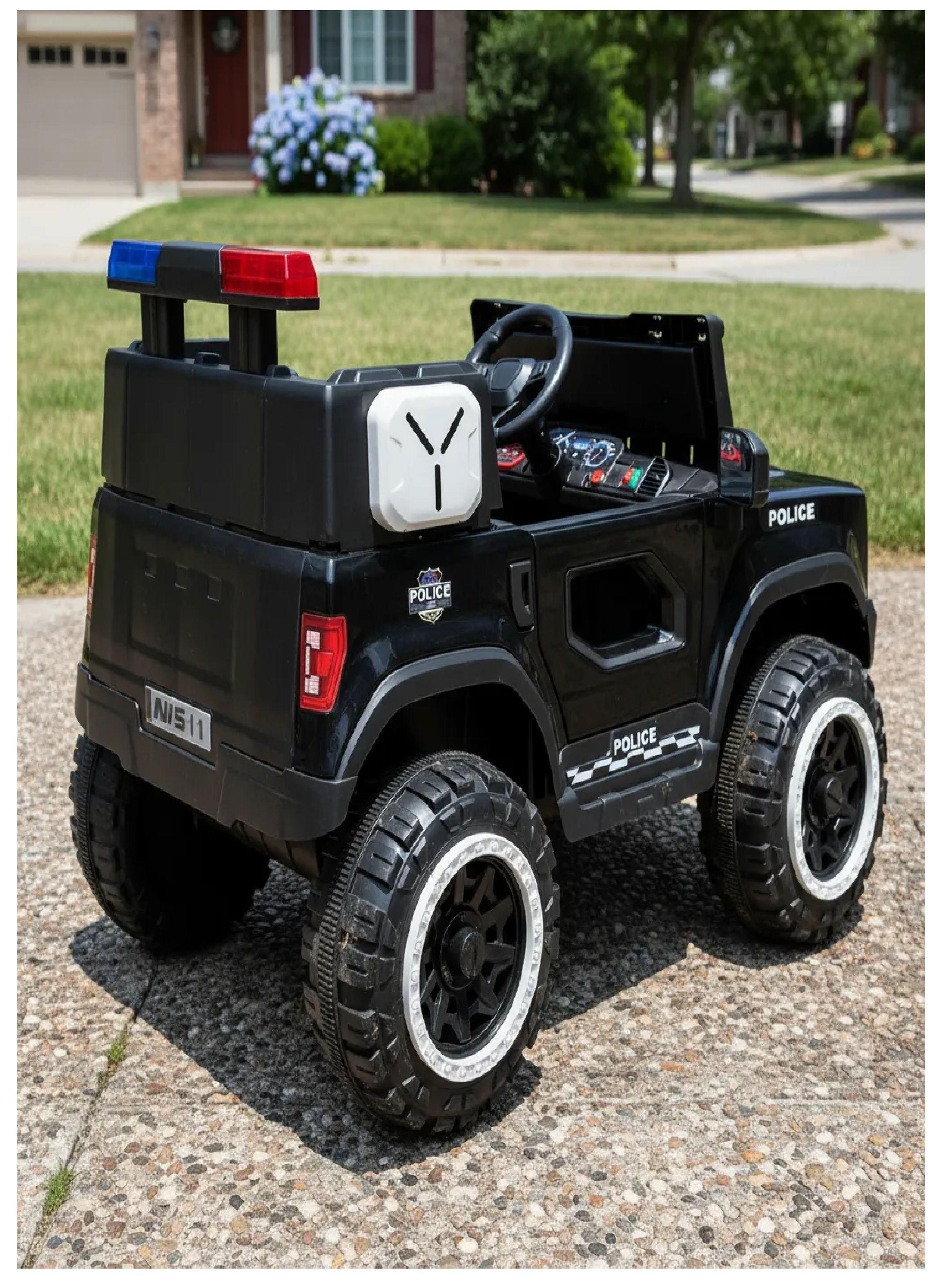 Auto Electrico Police 12v 2 Motores Aventura Y Seguridad Negro -5