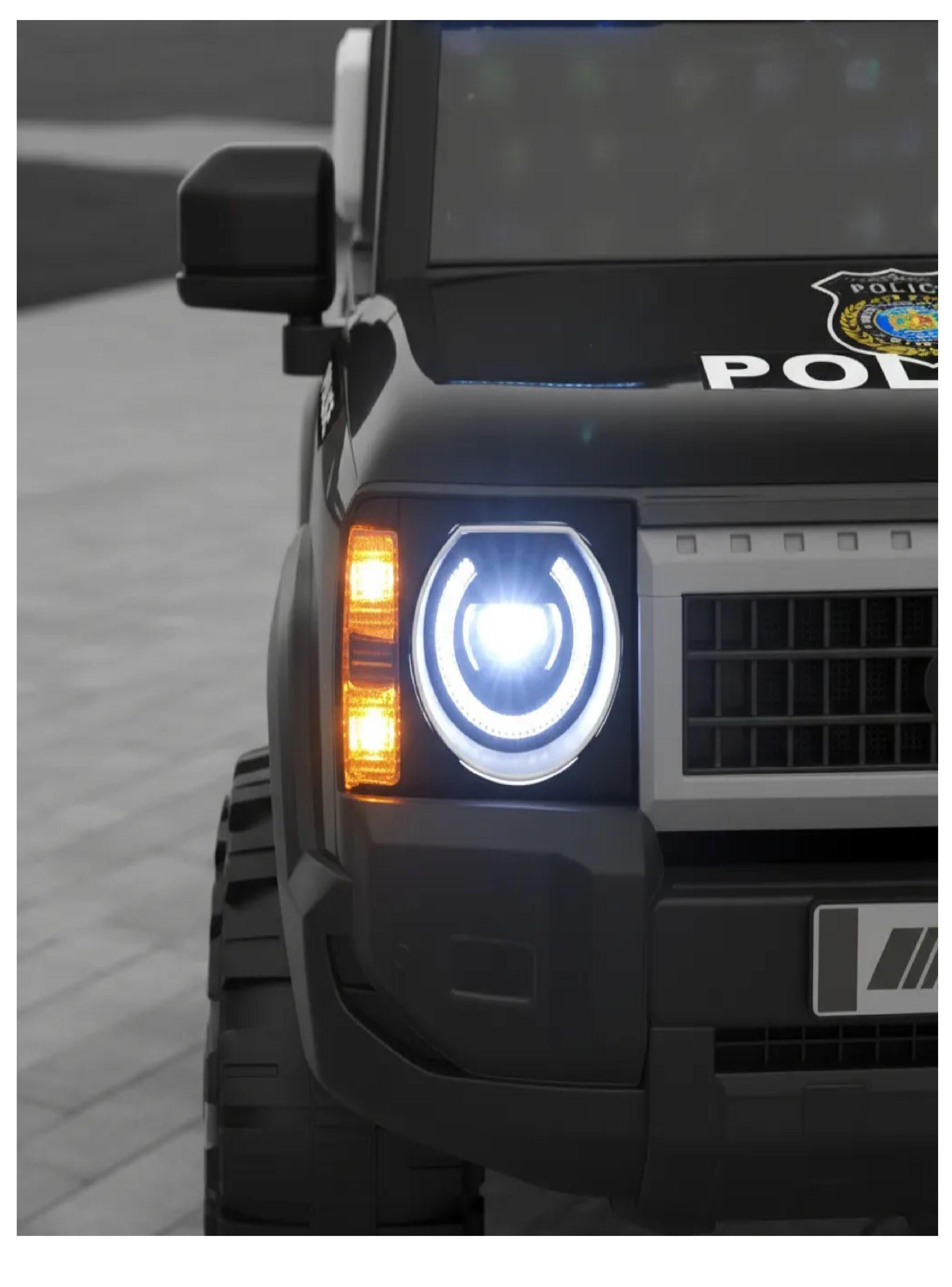 Auto Electrico Police 12v 2 Motores Aventura Y Seguridad Negro -7