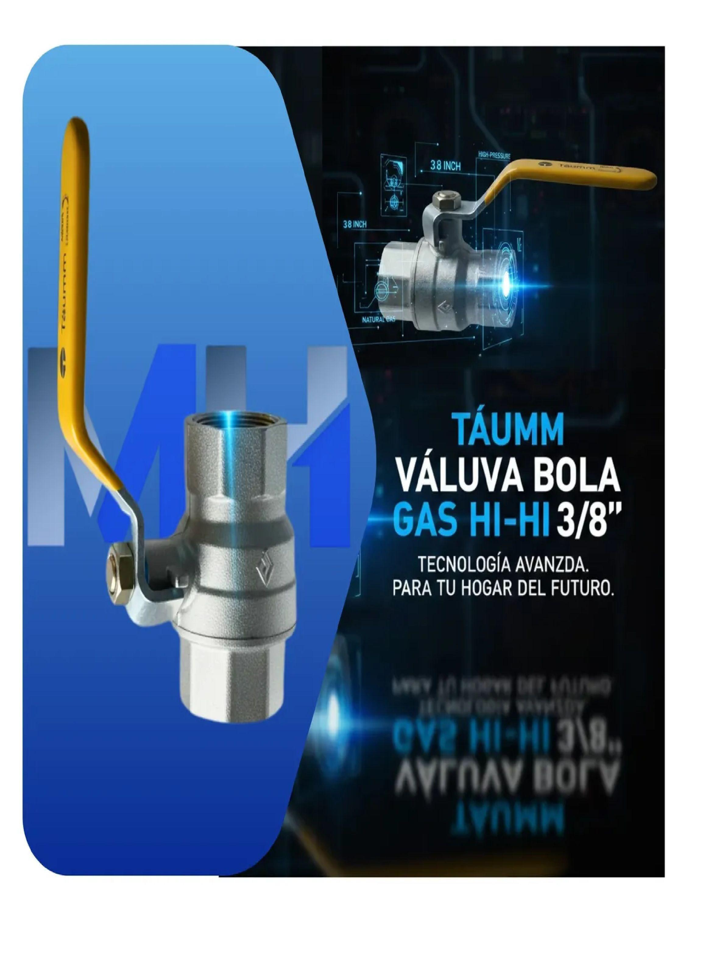 Pack X3 Llaves De Paso Bola Gas 3/8 Hi-hi Taumm Certificado-3