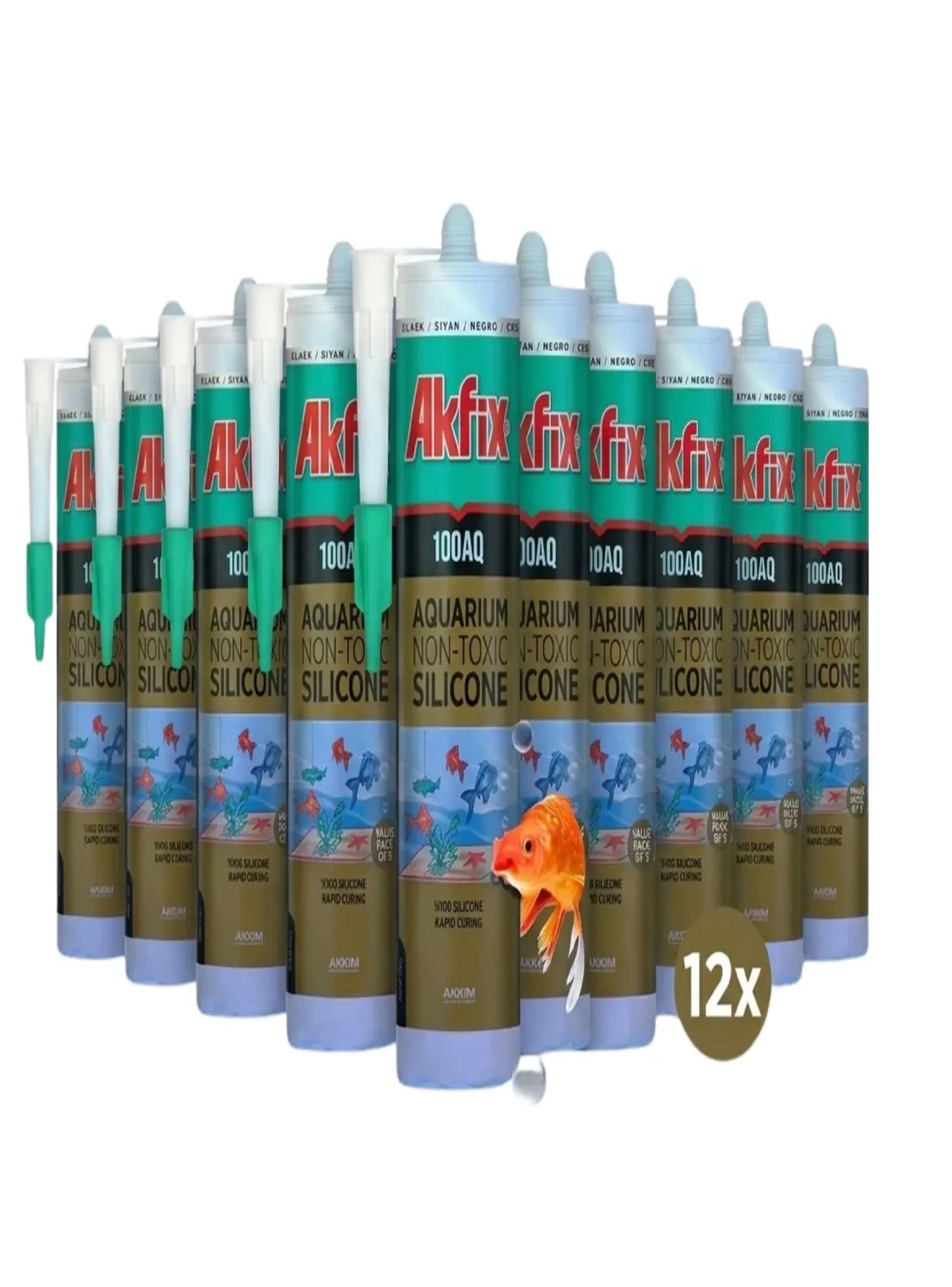 Pack 12 Silicona Acuarios Akfix 100aq No Toxica Peces Pro-0