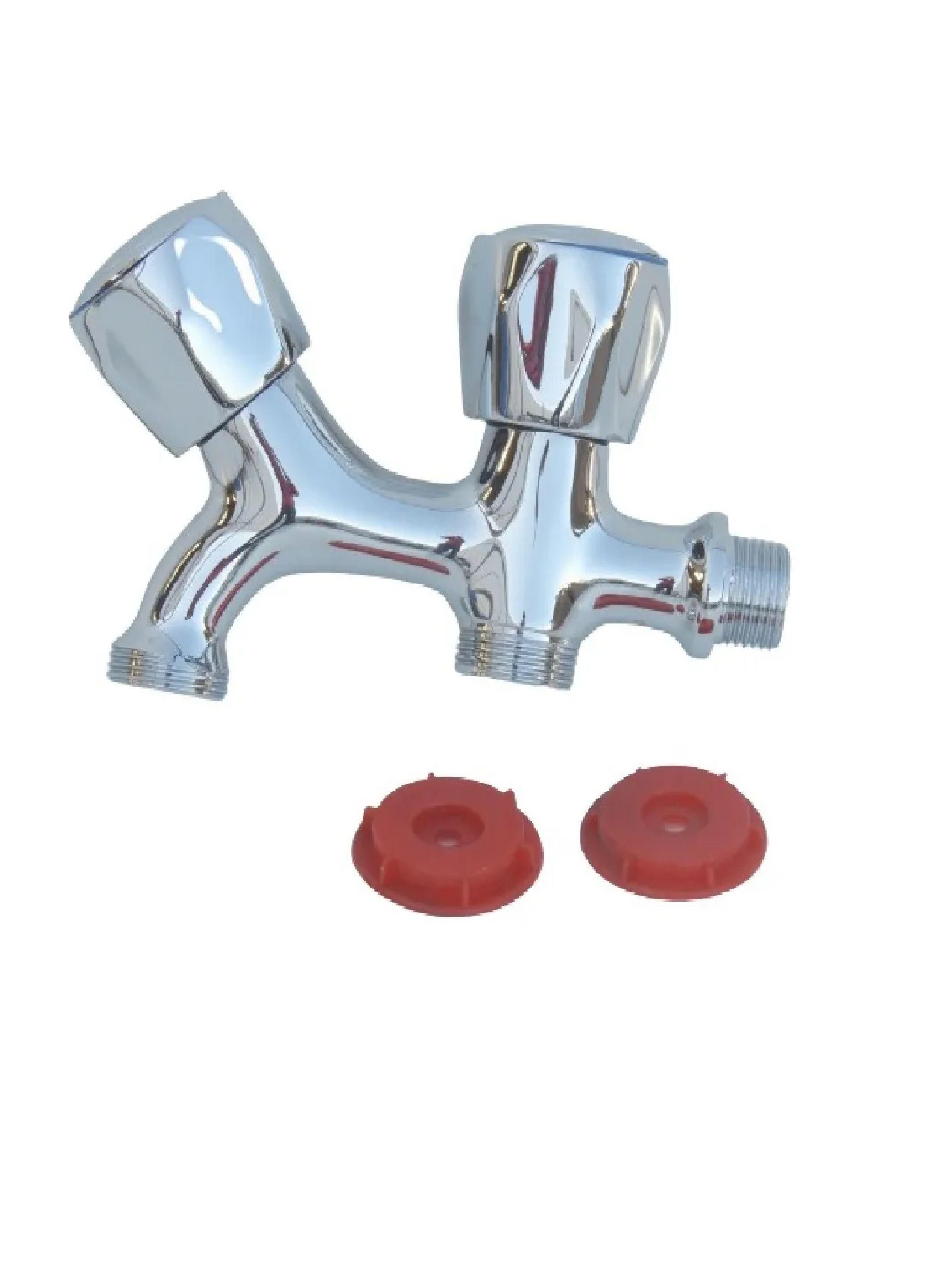 Llave Lavadora Lavadero Jardín Simultanea 2 Salida 3/4 Taumm-1