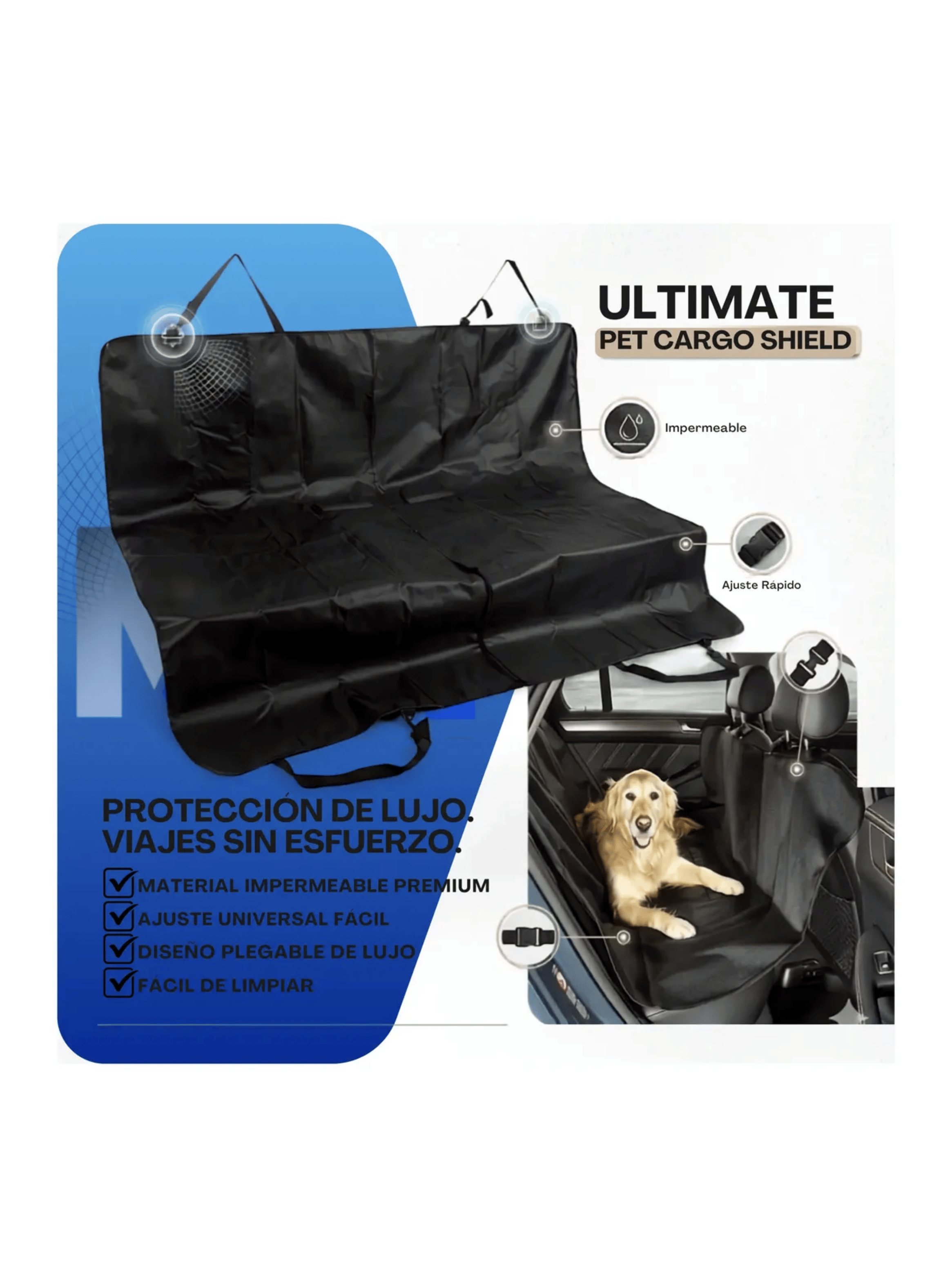 Funda Cubre Asiento Mascotas Perro Auto Grande 140x122cm-5