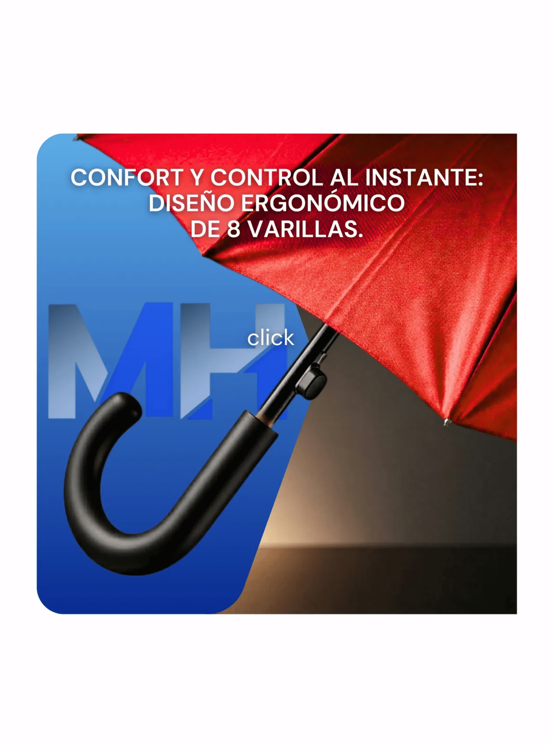Paraguas Ejecutivo Automatico 100cm Proteccion Uv Reforzado Rojo-2