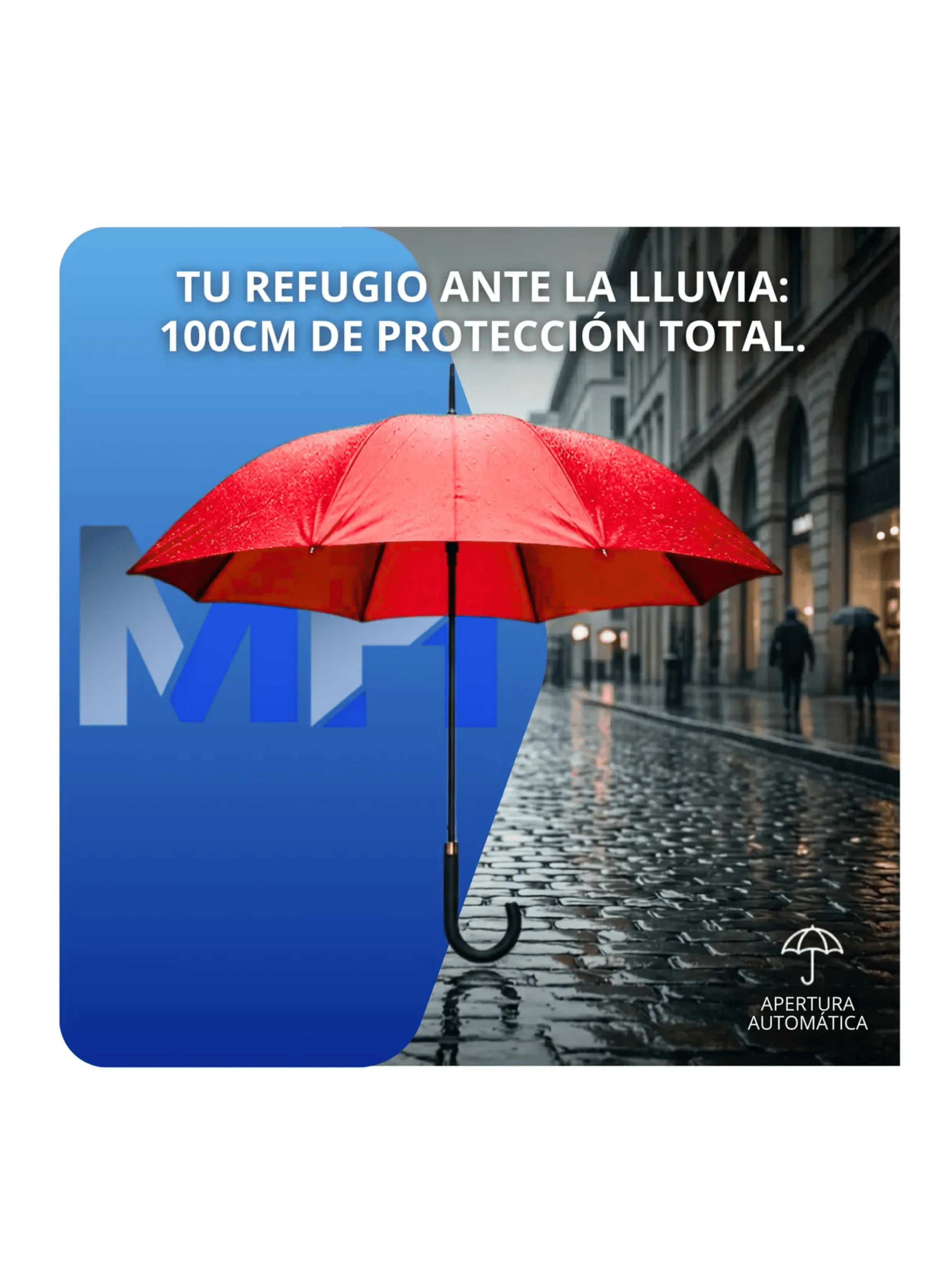 Paraguas Ejecutivo Automatico 100cm Proteccion Uv Reforzado Rojo-3