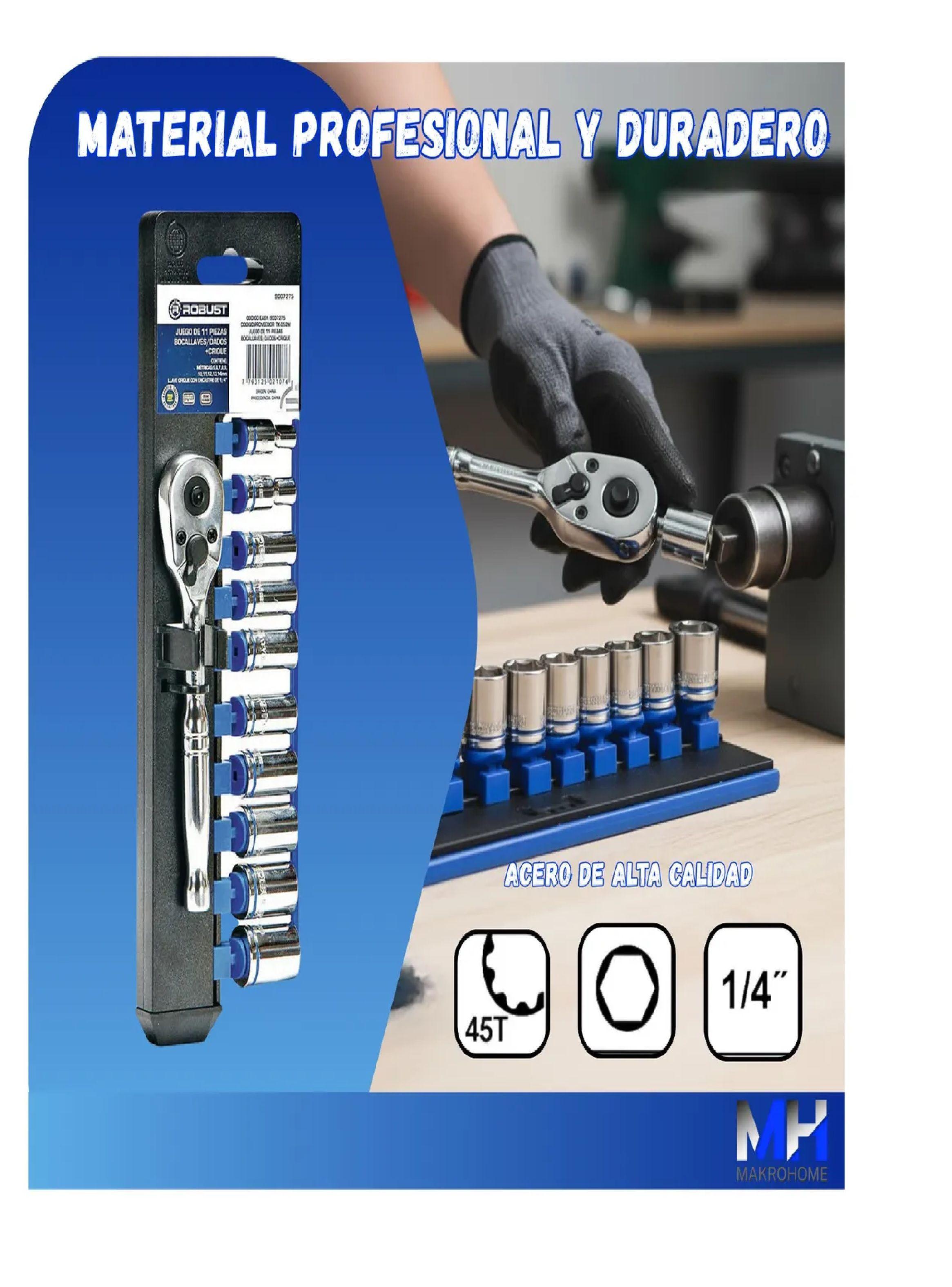 Juego De Dados Y Llave Chicharra X11 Piezas Calidad Robust-3