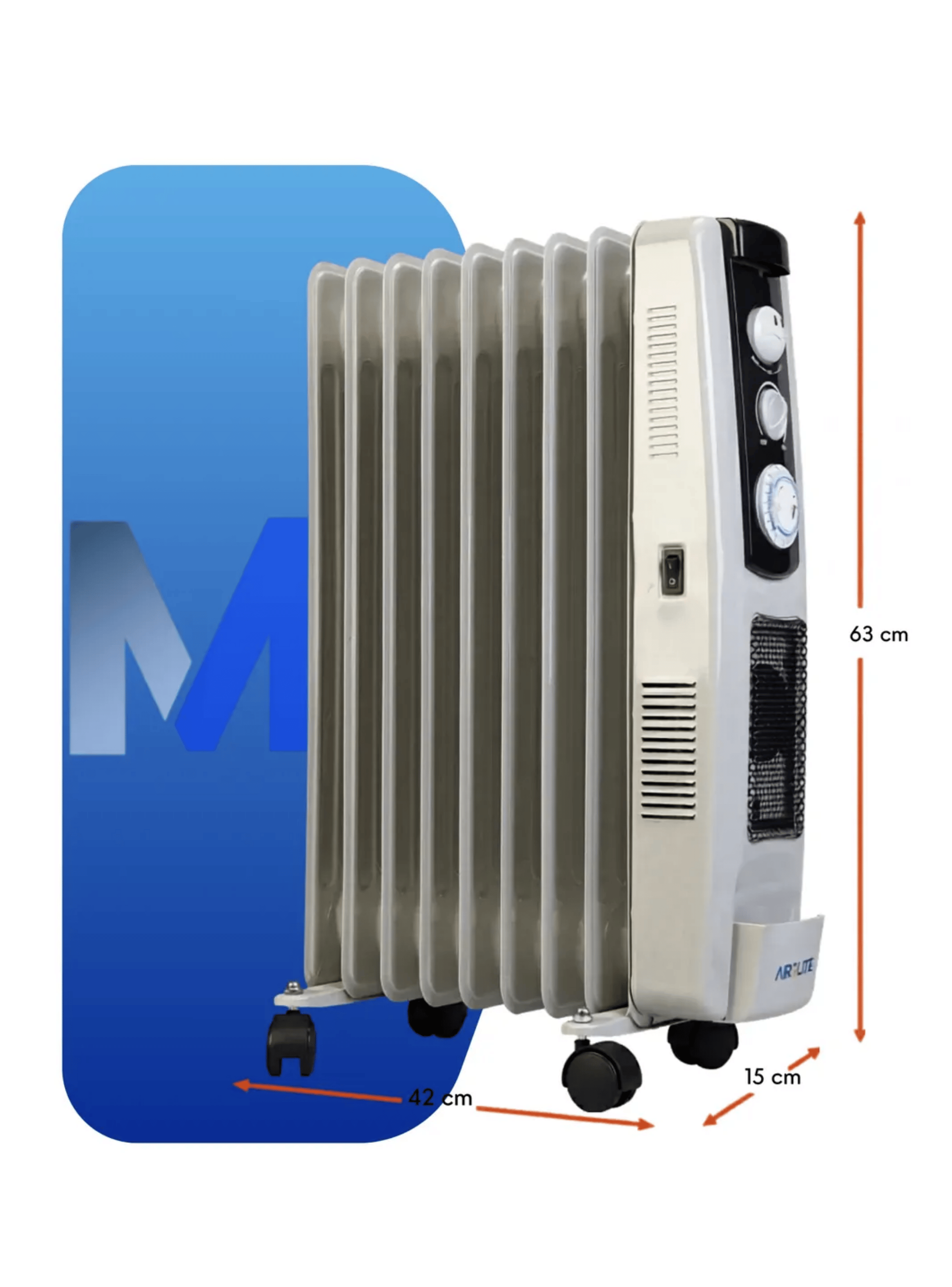 Radiador Oleoelectrico 9 Elementos Airolite 2200w Rb2209tp-2