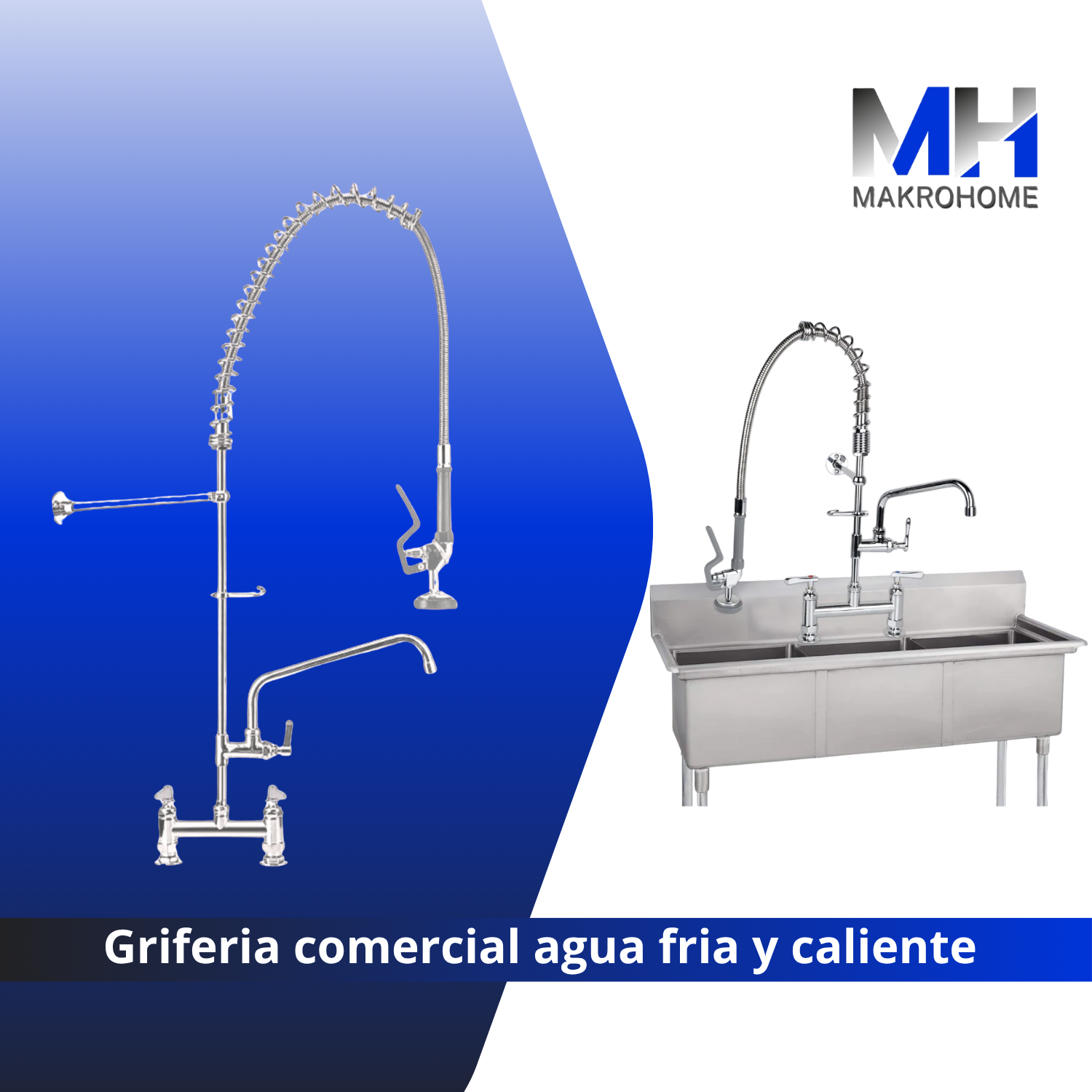 Griferia Comercial Lavaplatos Pre Wash Con Cuello Aquakit-2