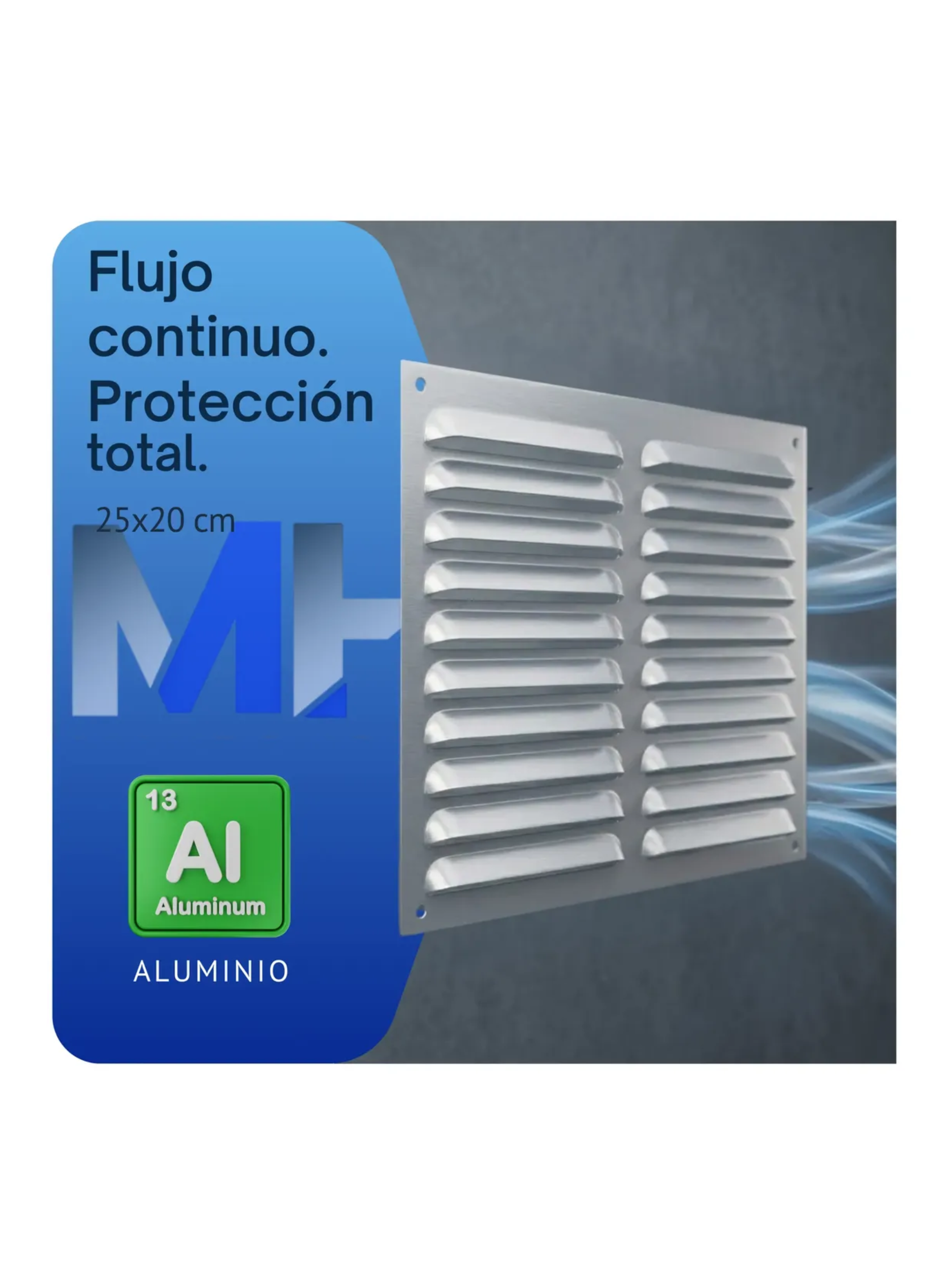 Celosia De Ventilacion Aluminio 25x20 Cm Rejilla Ventilacion Plateado-6