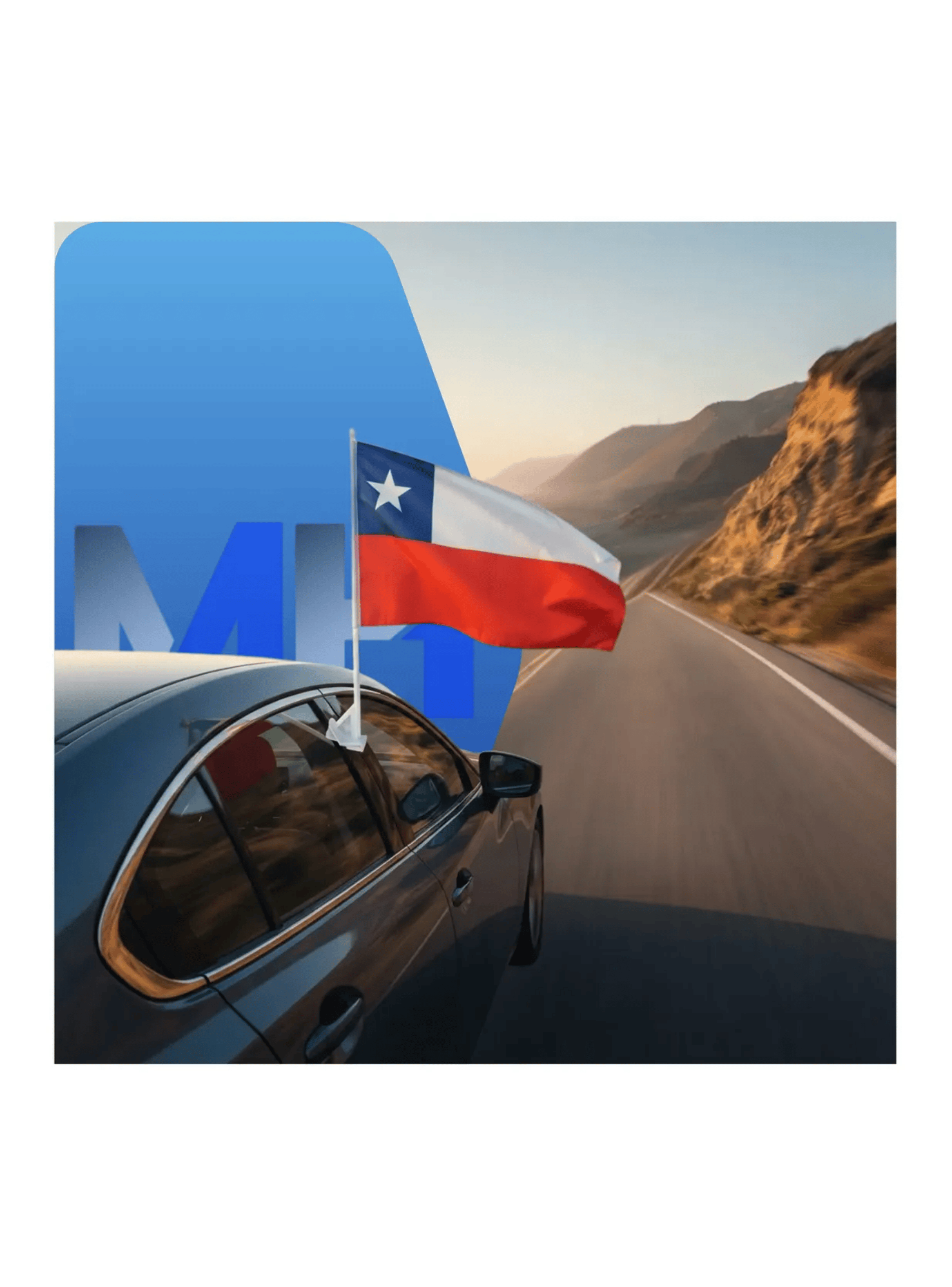Pack X2 Bandera Chilena Para Auto Con Asta Clip Ventana-2