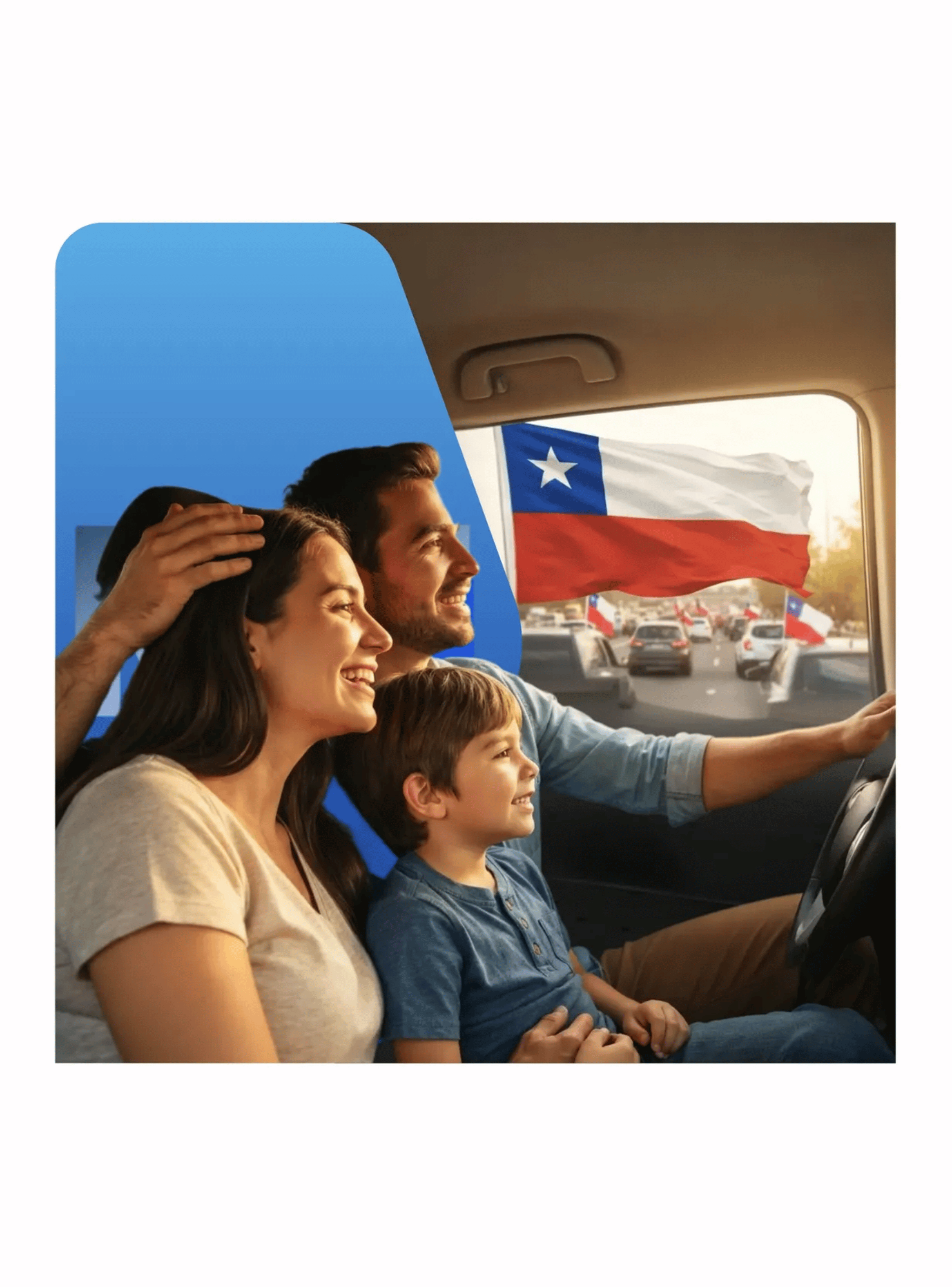 Pack X2 Bandera Chilena Para Auto Con Asta Clip Ventana-3