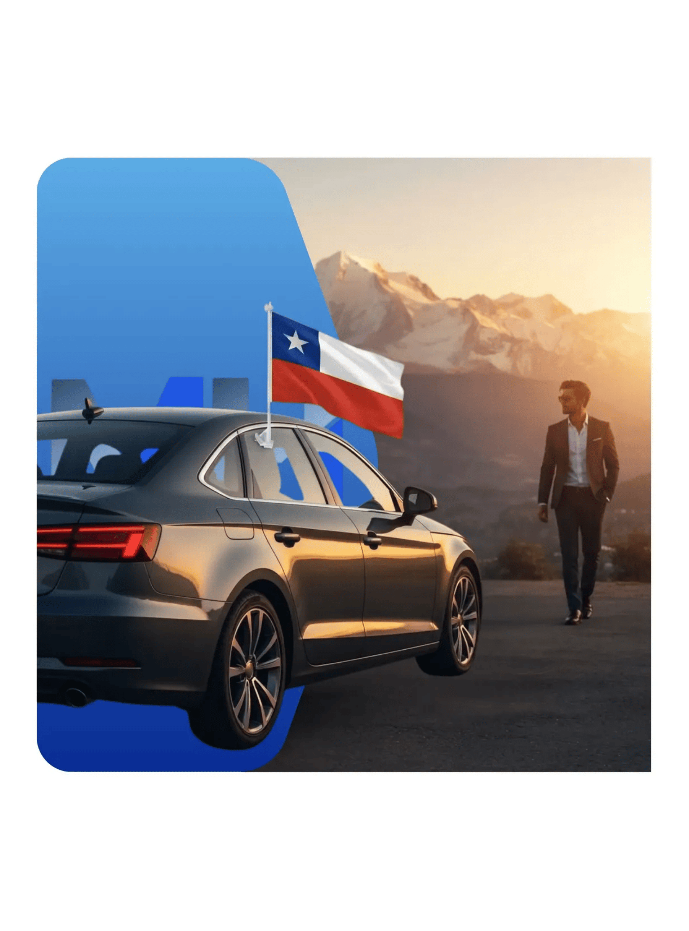 Pack X2 Bandera Chilena Para Auto Con Asta Clip Ventana-4