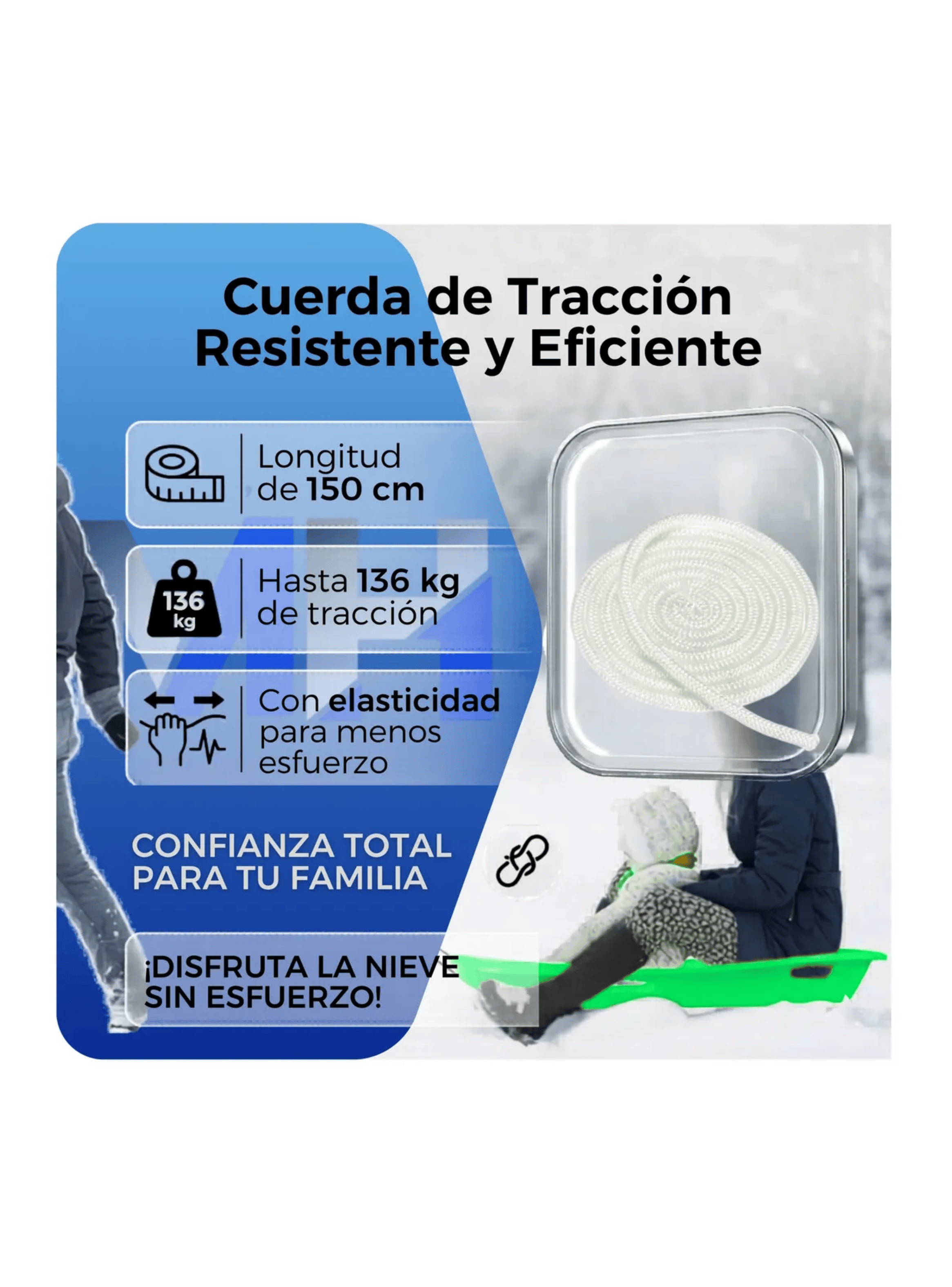 Trineo Nieve Deslizador Infantil Adulto 2puestos 120 Cm Verde-5