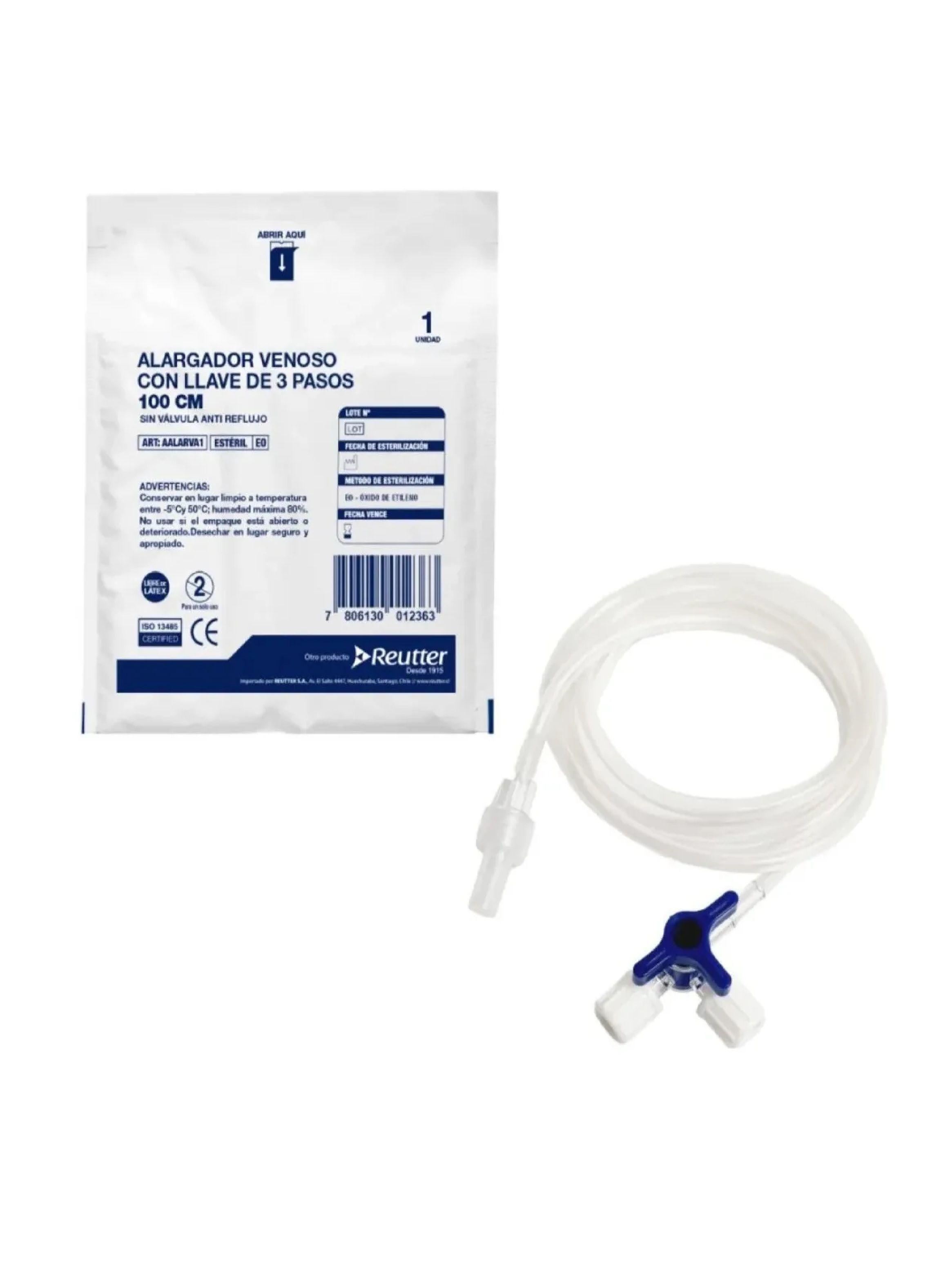 Alargador Venoso Con Llave 3 Pasos 100cm 50uni Cranberry-3