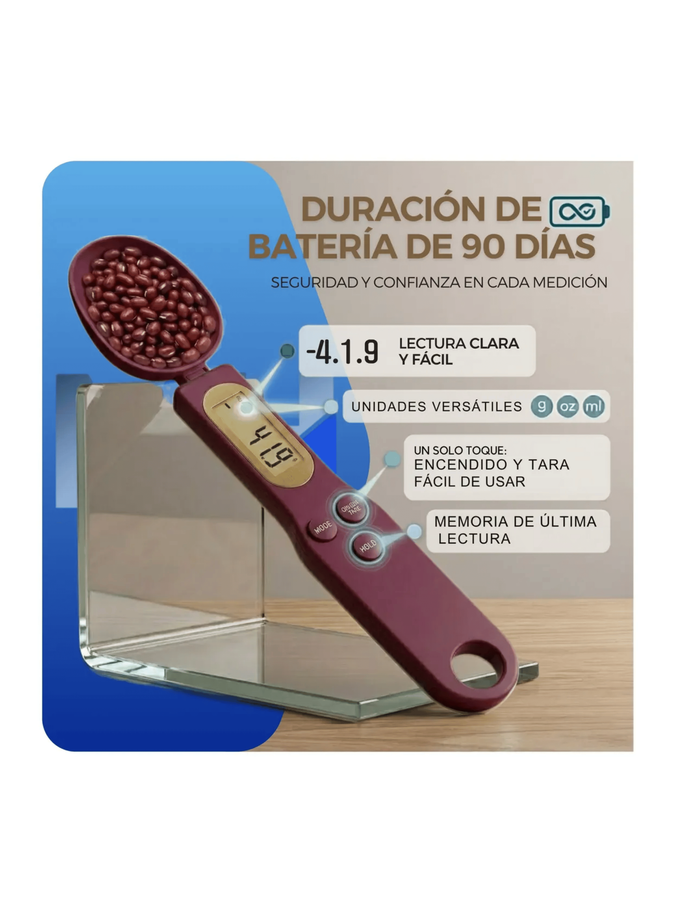 Cuchara Medidora Digital Bascula Balanza Precision 500g Bordo-3