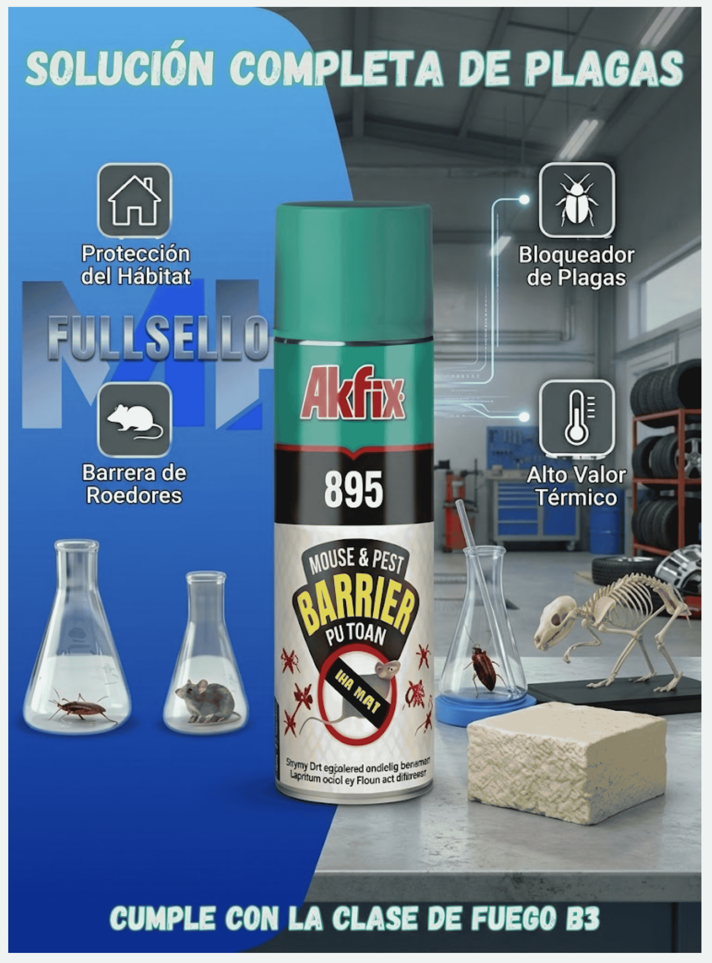 Espuma Poliuretano Akfix 895 Barrera Anti Plagas Y Roedores-2