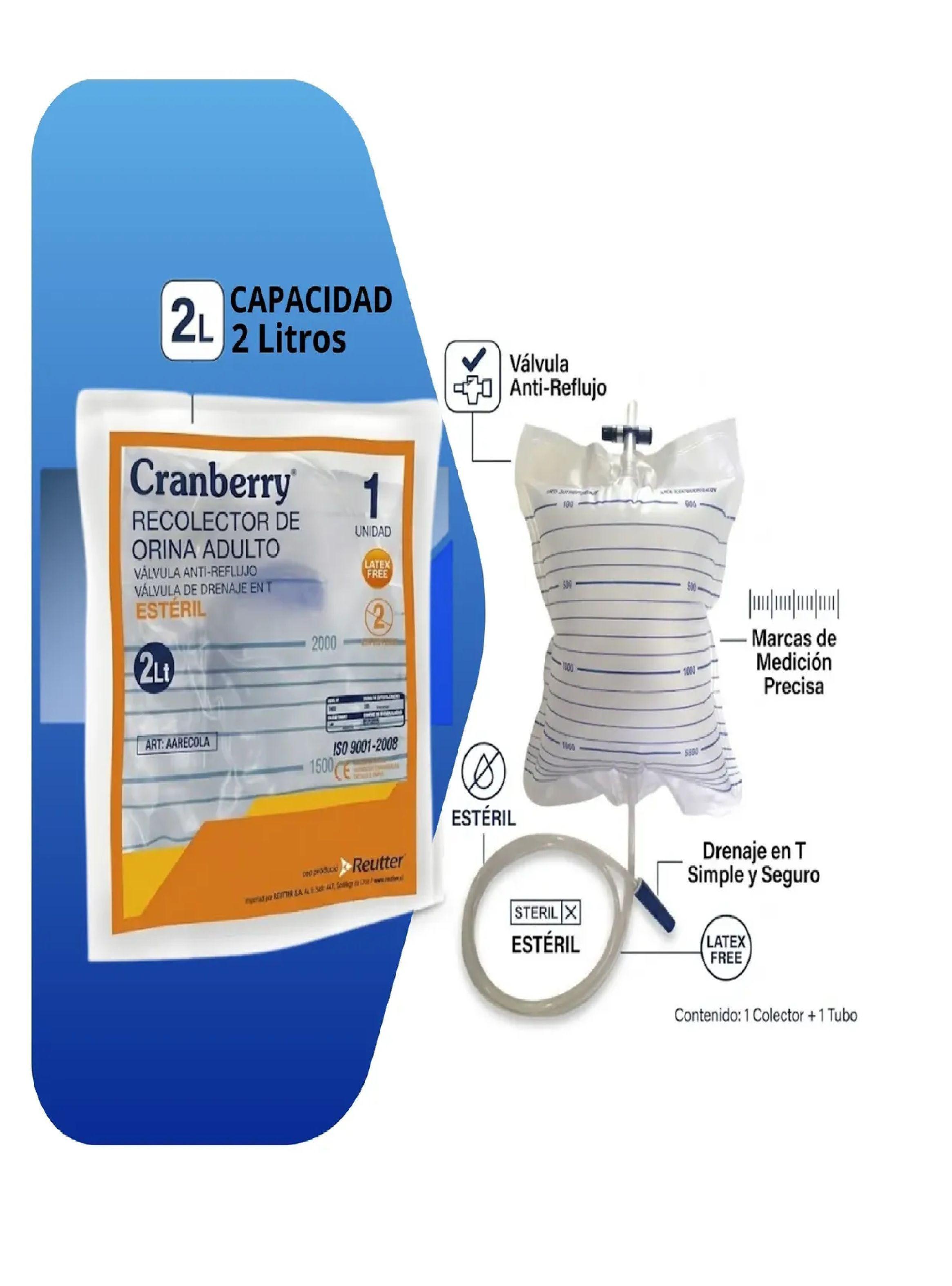 Recolector De Orina Adulto Cranberry Circuito Cerrado 2000ml-2