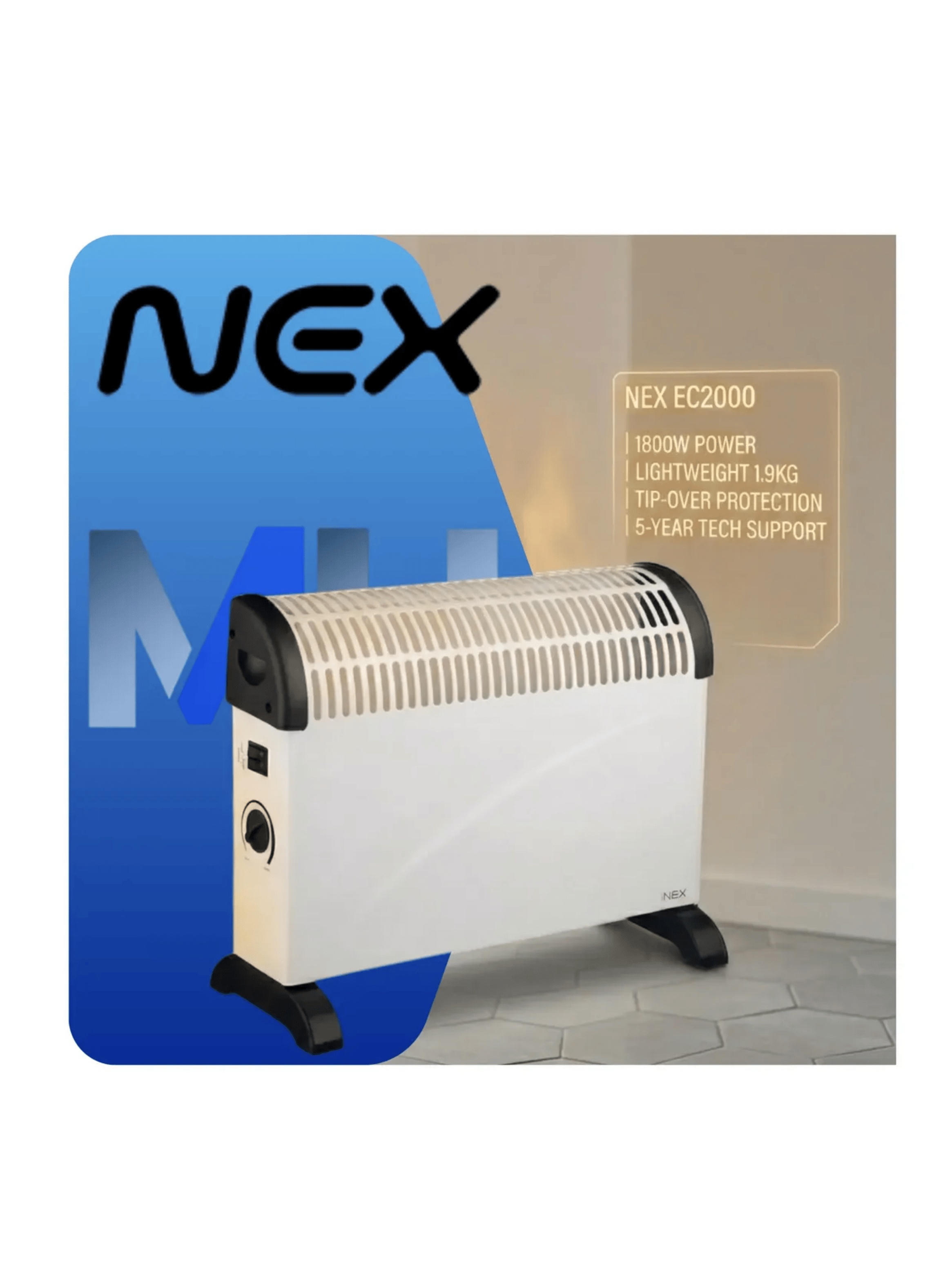 Pack 2 Convector Electrico Nex Ec2000 1800w Calor Eficiente-2