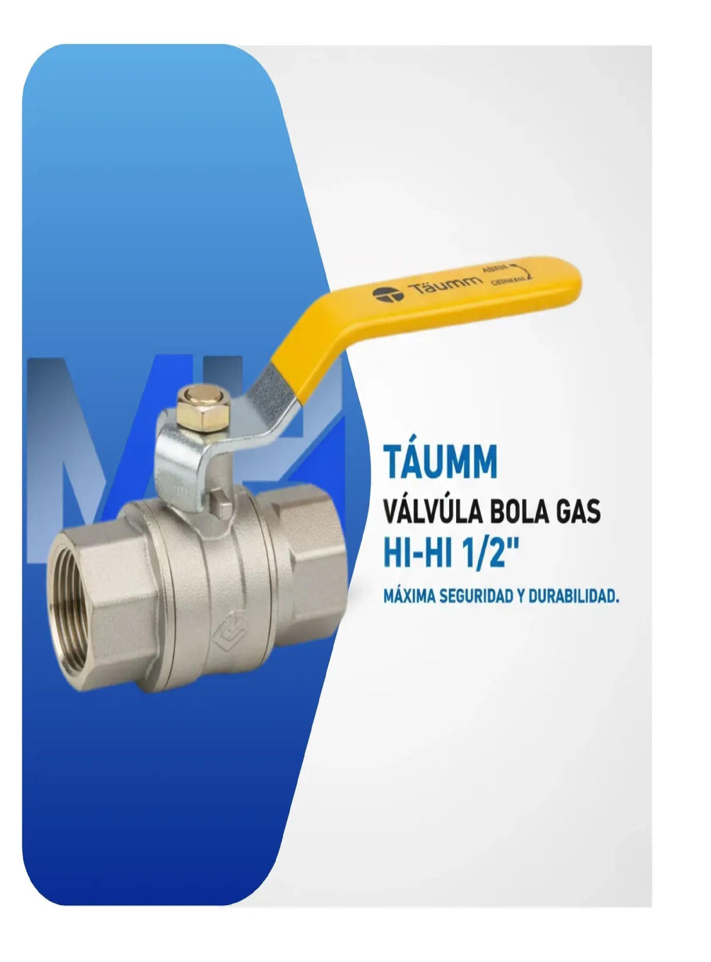Pack X3 Llaves De Paso Gas 1/2 Hi-hi Taumm Certificadas Sec-2