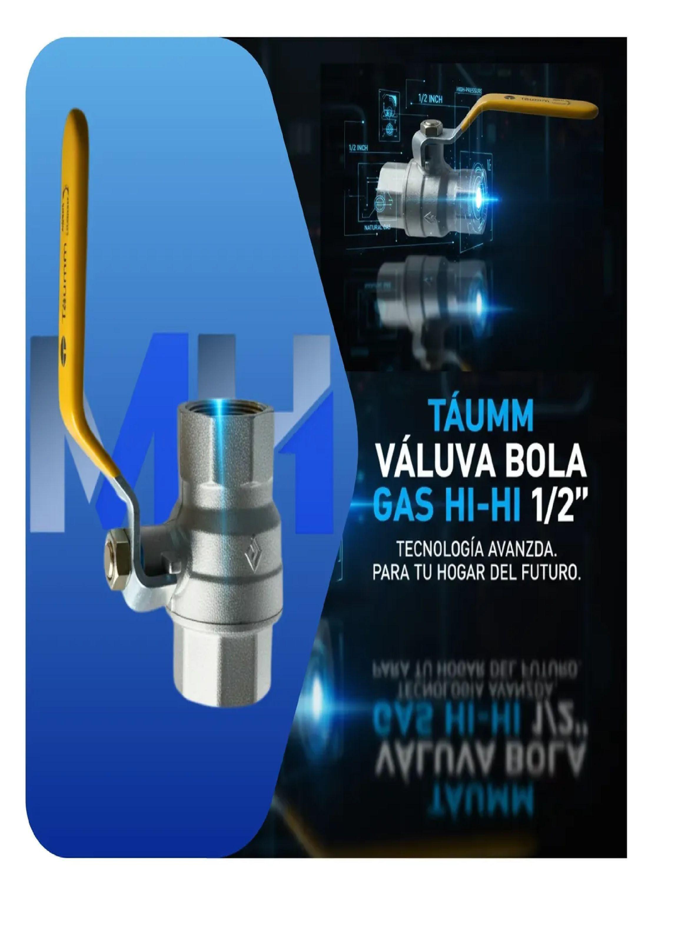 Pack X3 Llaves De Paso Gas 1/2 Hi-hi Taumm Certificadas Sec-4