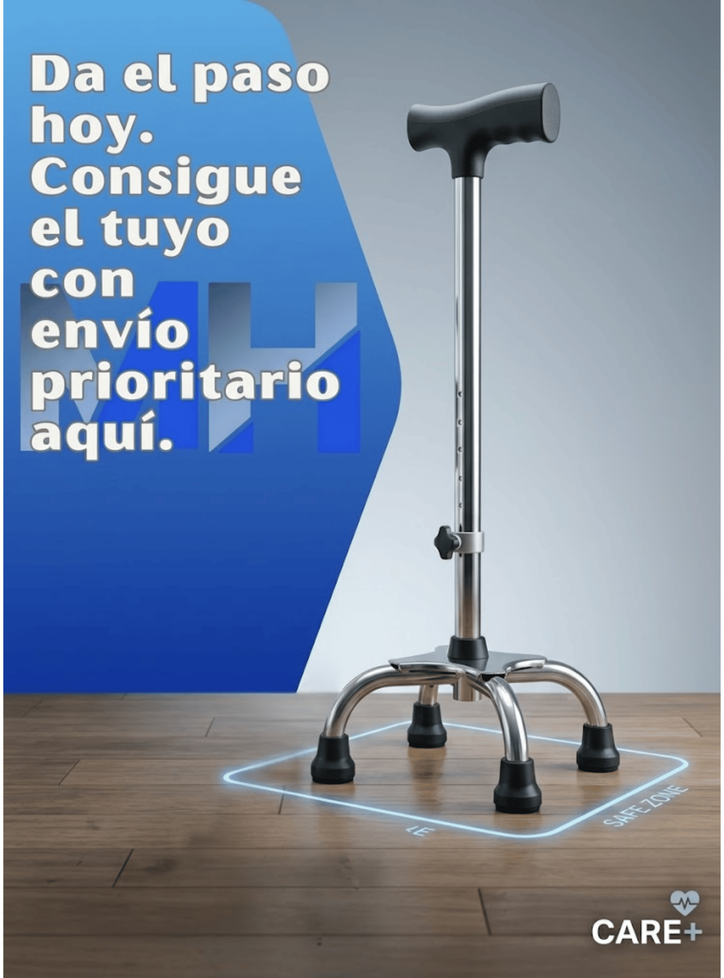 Baston Ortopedico Cuadruple 4 Apoyos Adulto Mayor Regulable-6
