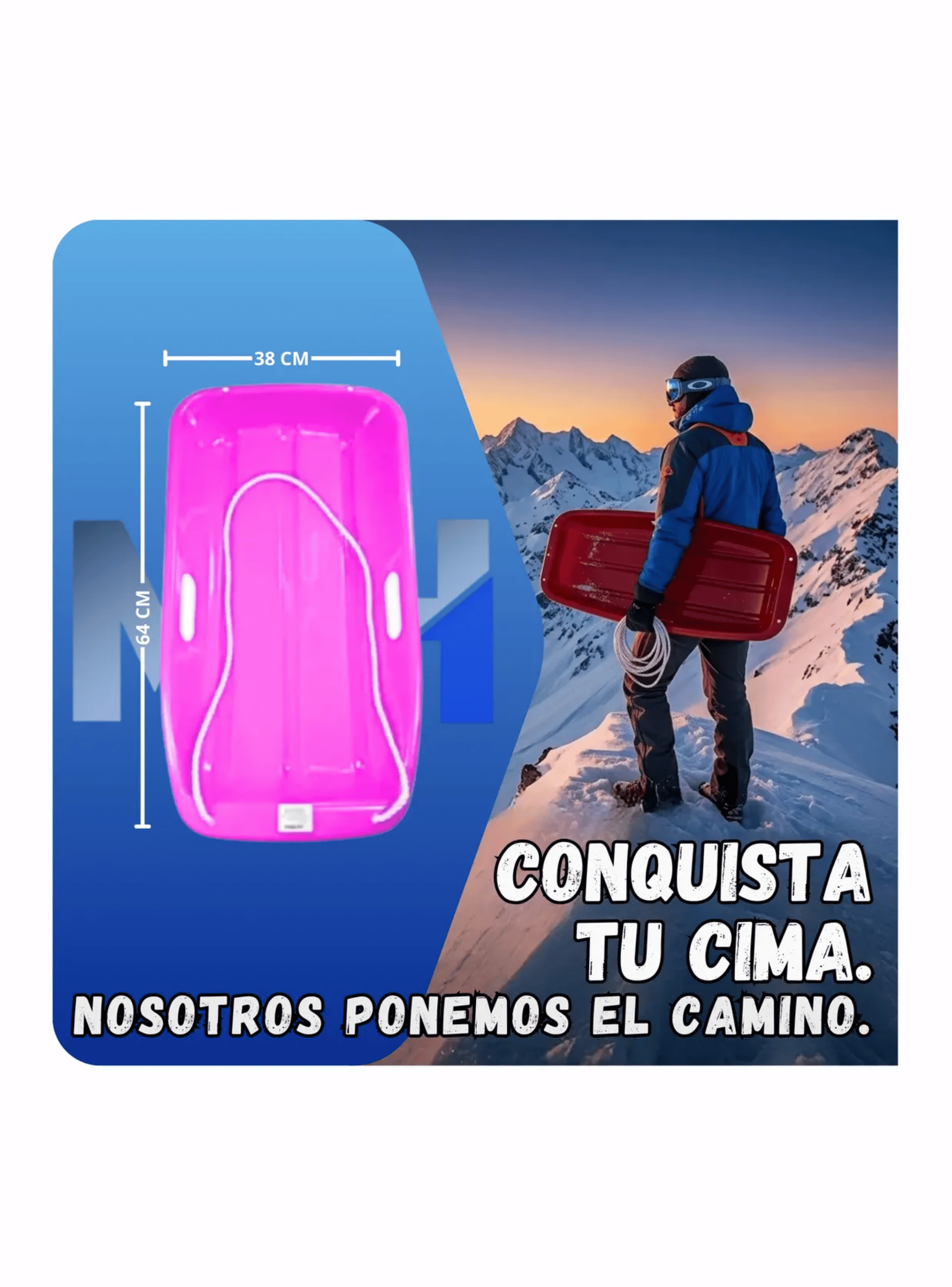Trineo Deslizante Para Nieve Port til 65x38 Color Rosa-2