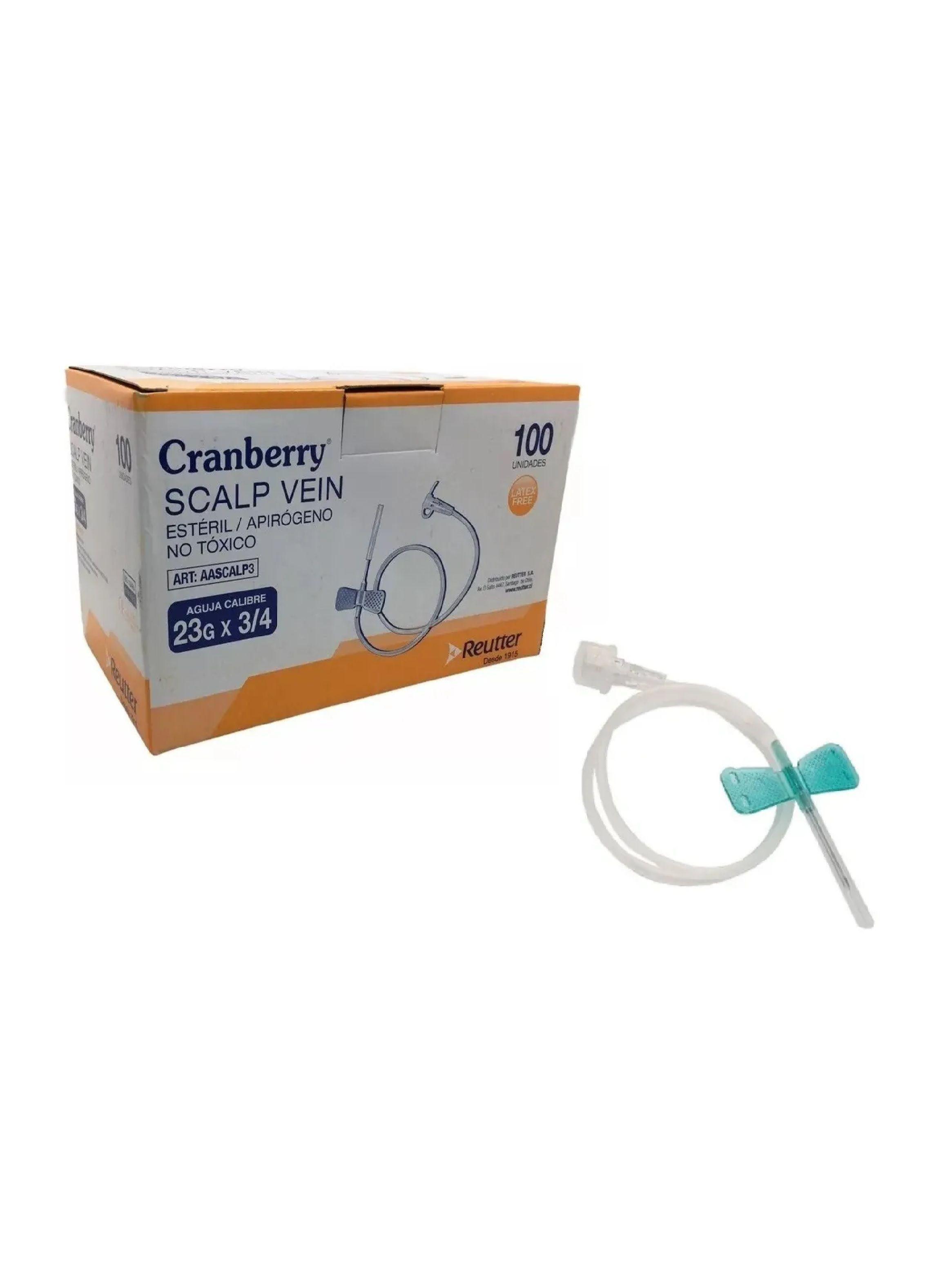 Mariposa Scalp Vein 23g X 3/4 Cranberry Caja X100-0