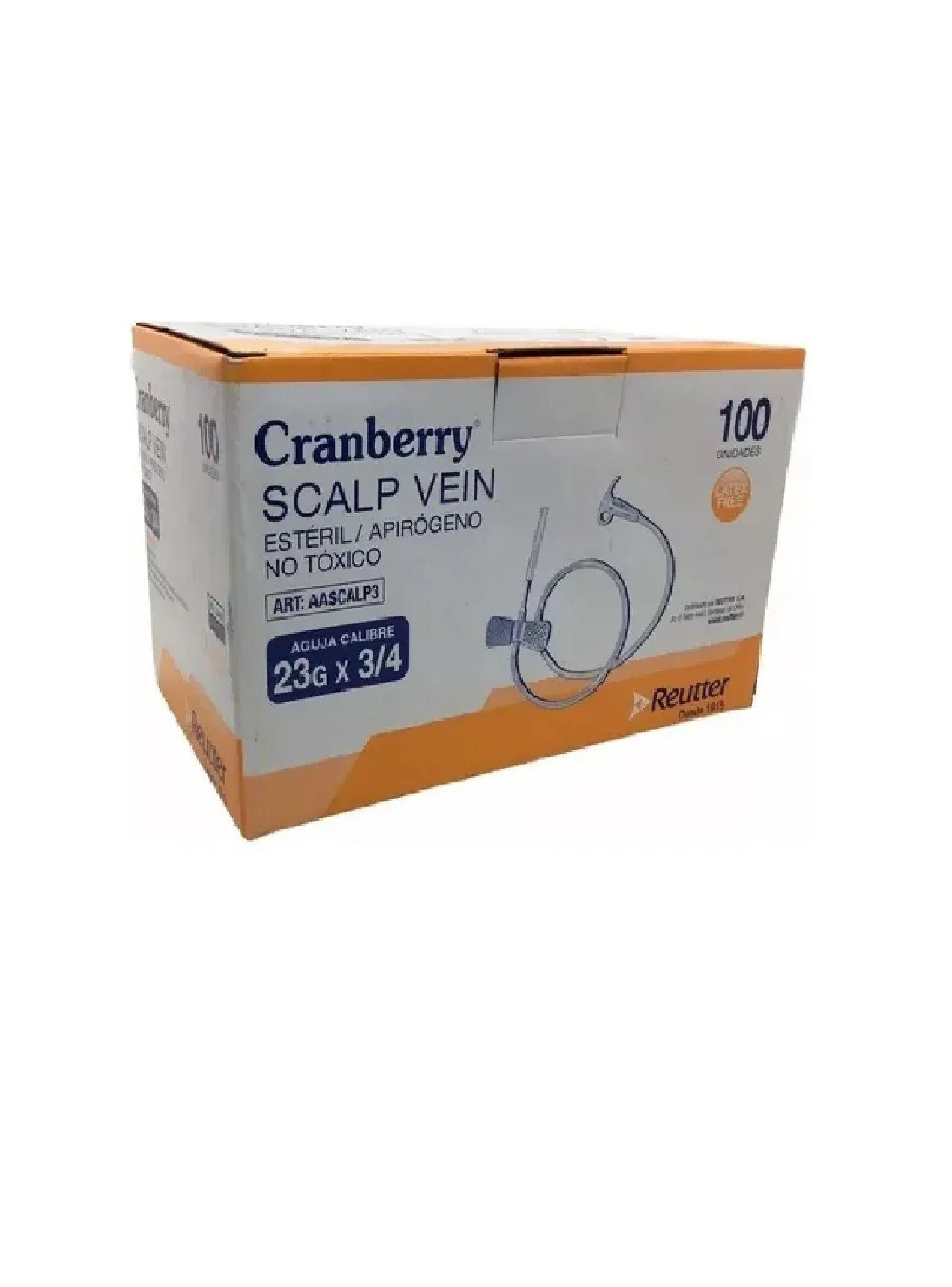 Mariposa Scalp Vein 23g X 3/4 Cranberry Caja X100-2