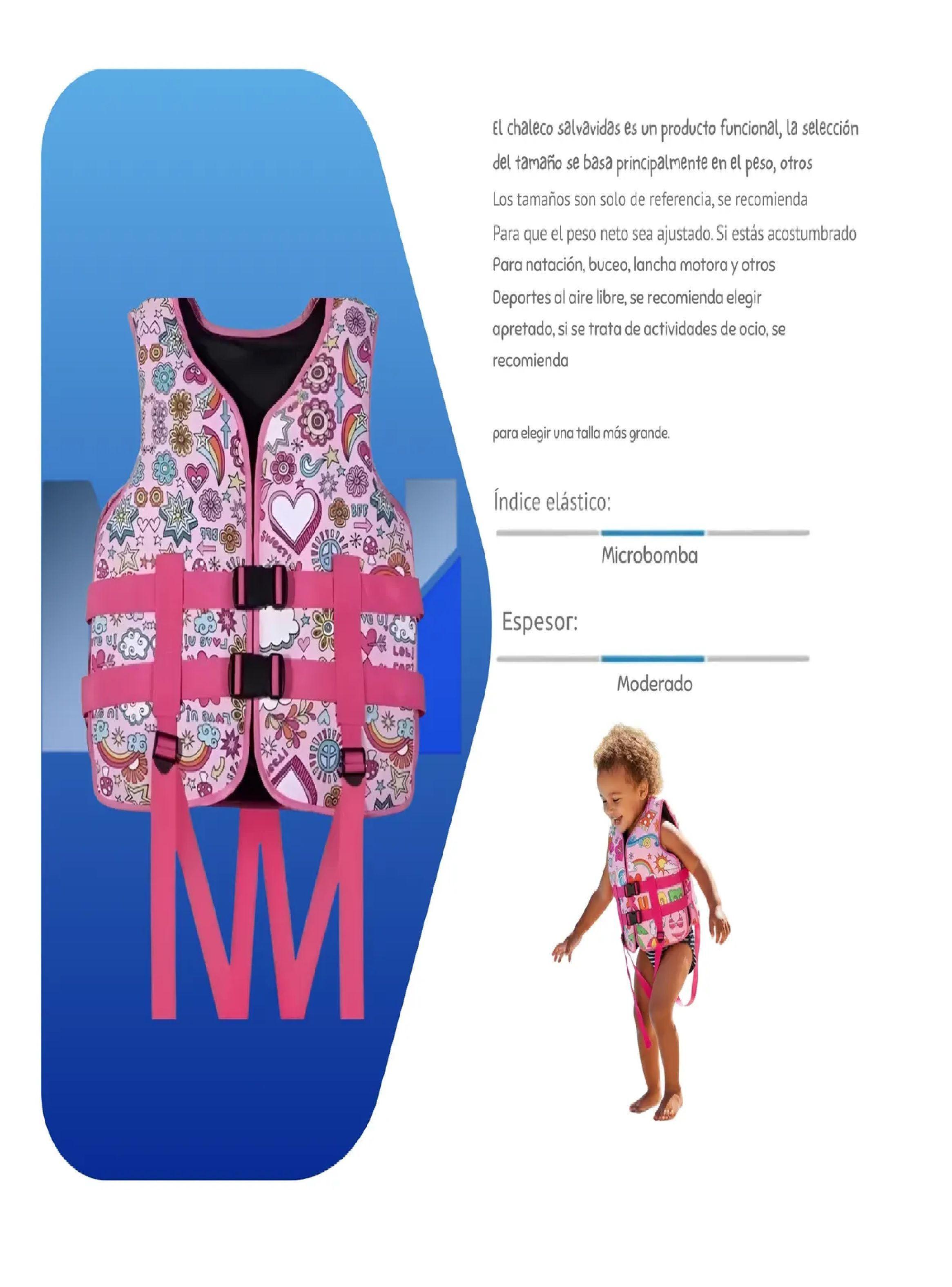 Chaleco Flotador Ajustable Infantil Neopreno Premium Rosa Talla M-2