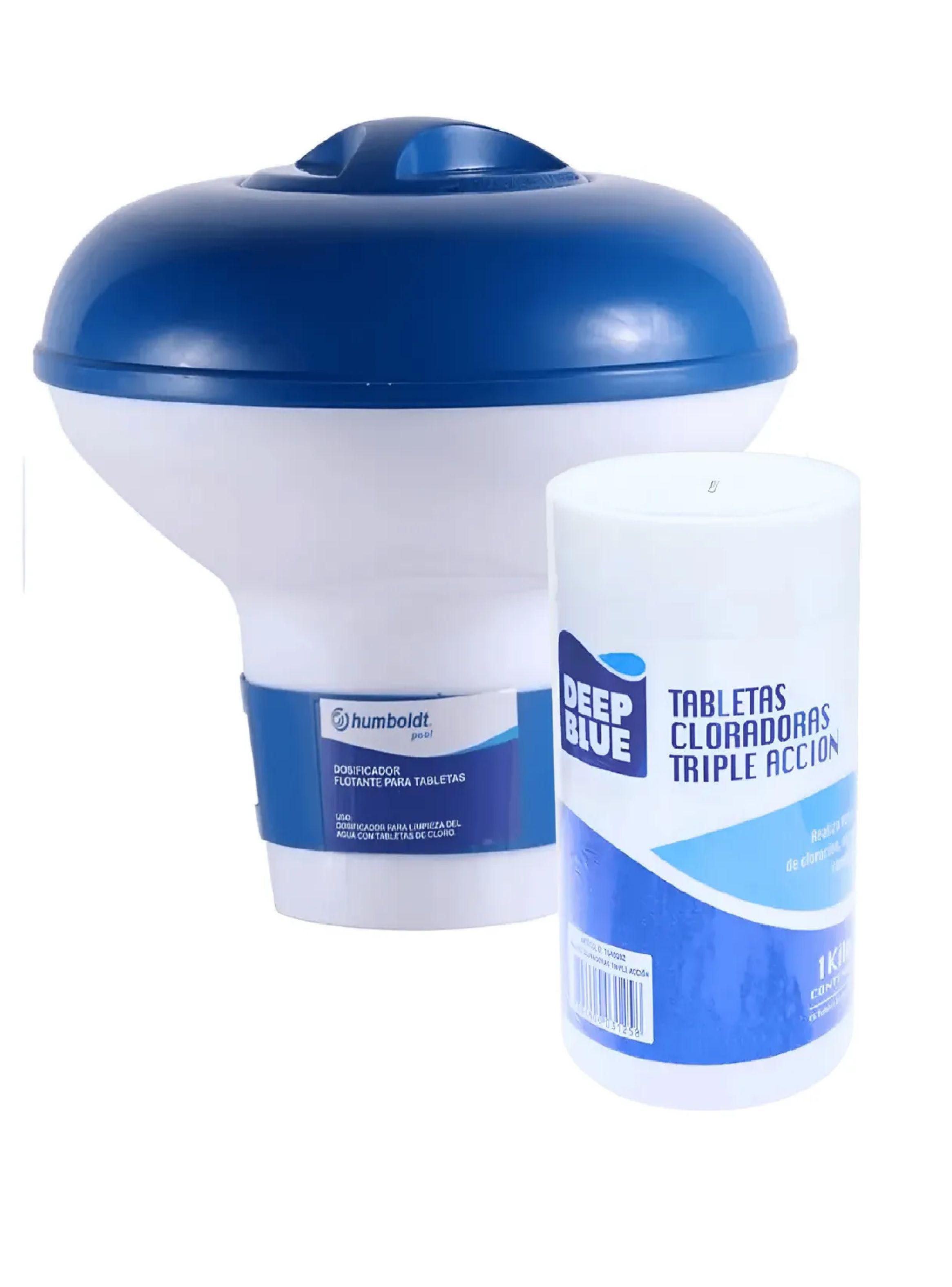 Pack Dosificador Piscina Flotante + Tabletas Triple Accion-0
