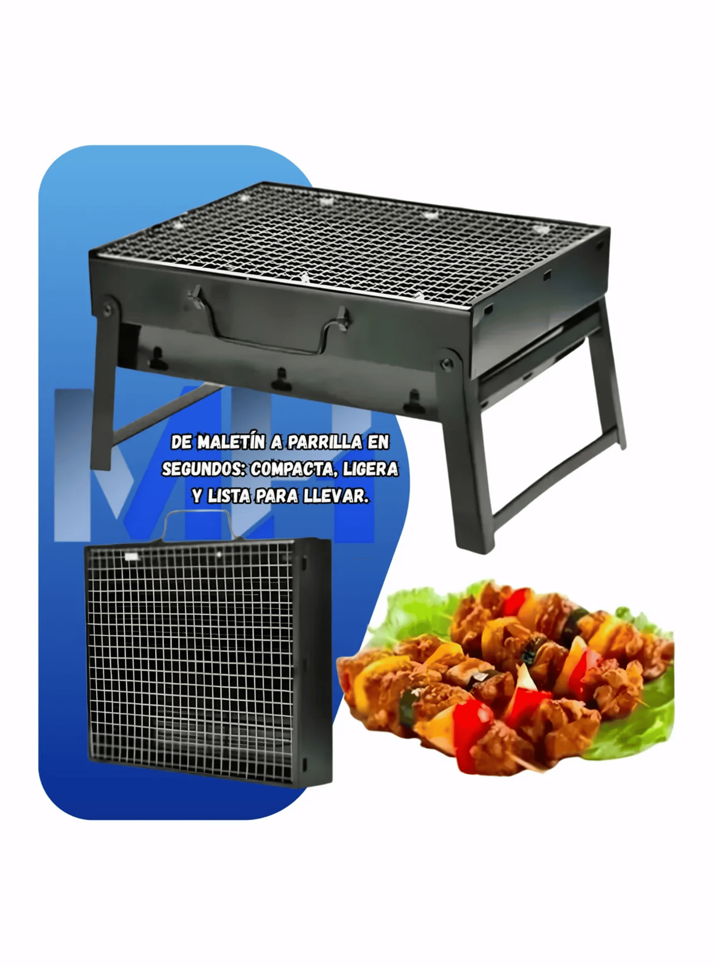 Parrilla A Carbon Portatil Camping Compacta Pozo Fuego 36cm-3