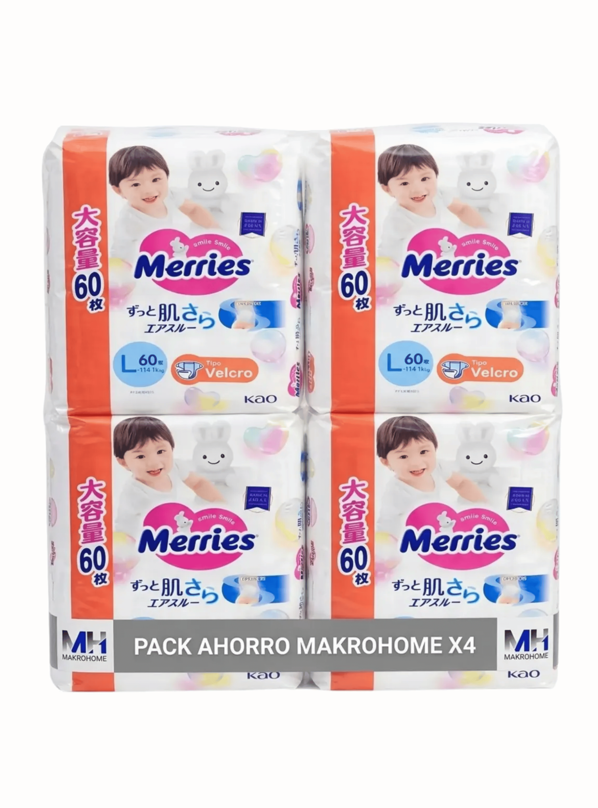 Pack 4 Pa ales Merries Talla L 240 Unidades Premium Japon s-0