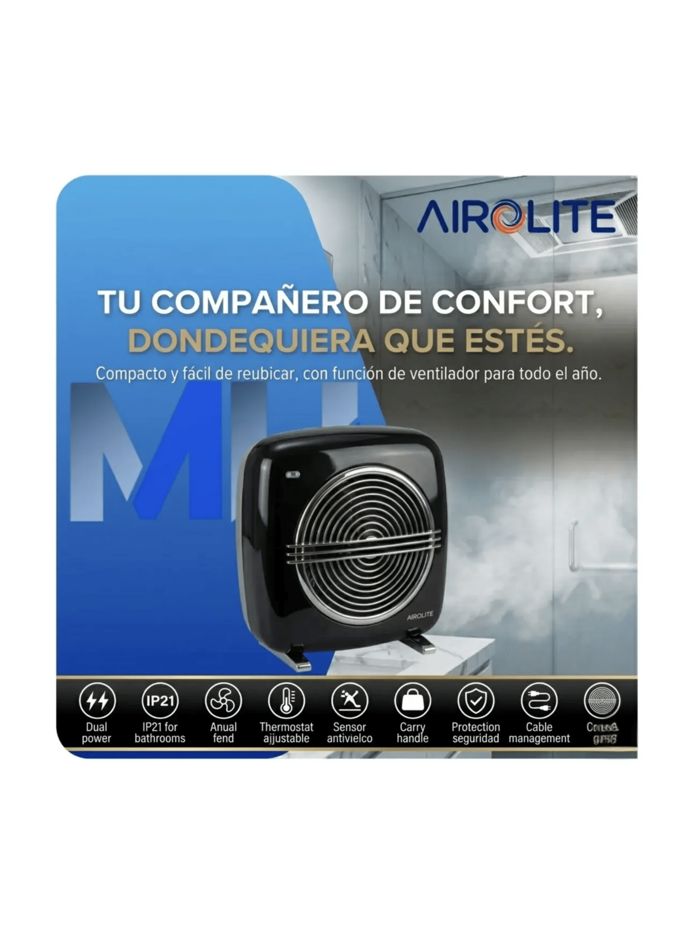 Pack X2 Termoventilador Vintage Ht2000b Estilo Cl sico Negro-4