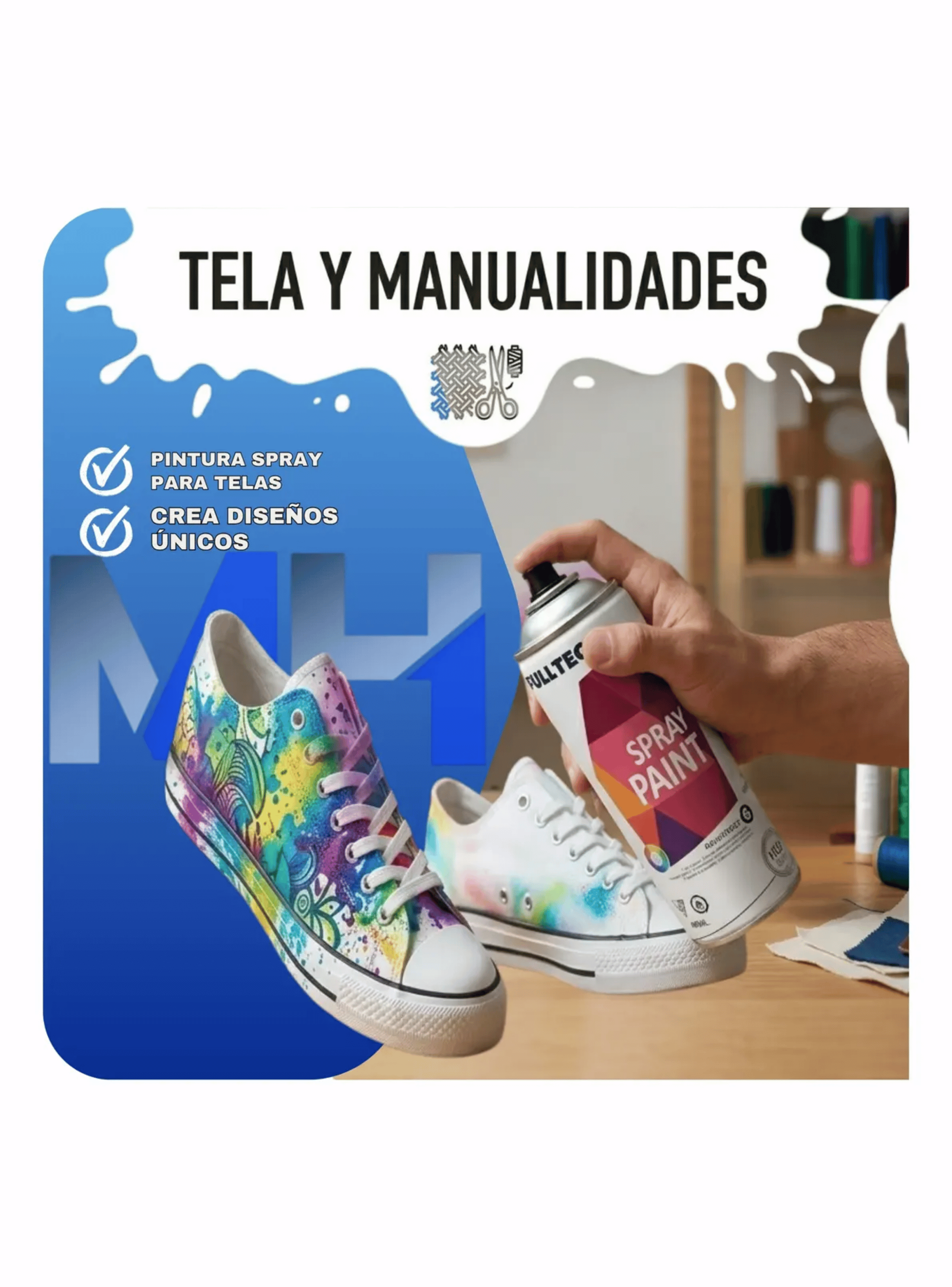 Pack X6 Pintura Spray Tela Madera Metal Plastico Vehicular AZUL-3