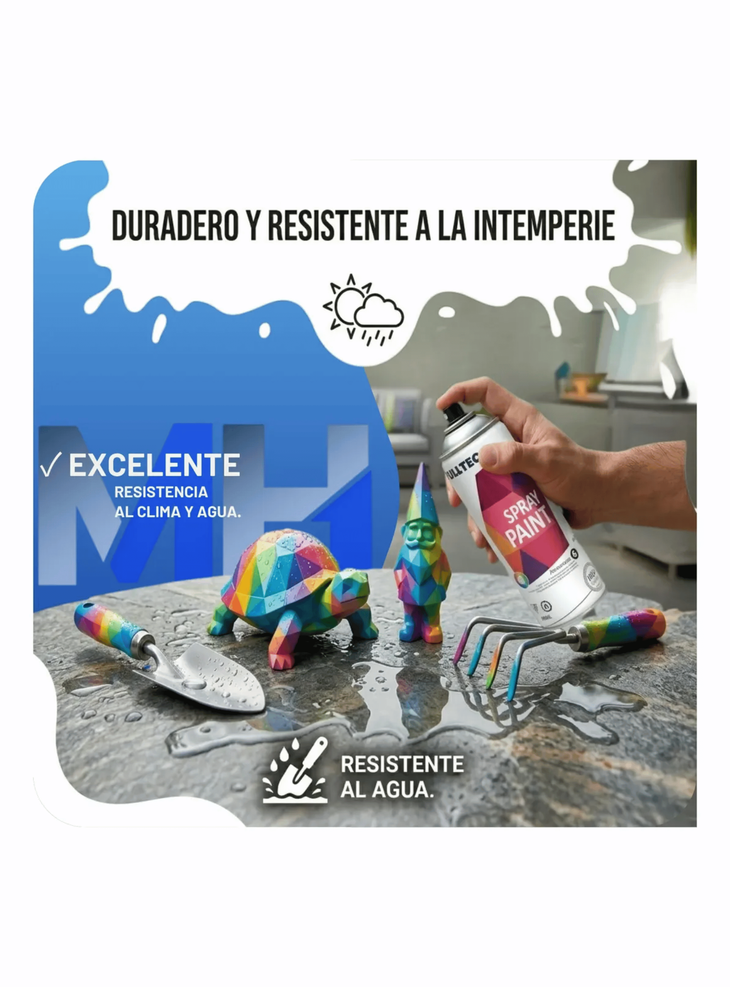 Pack X6 Pintura Spray Tela Madera Metal Plastico Vehicular AZUL-4