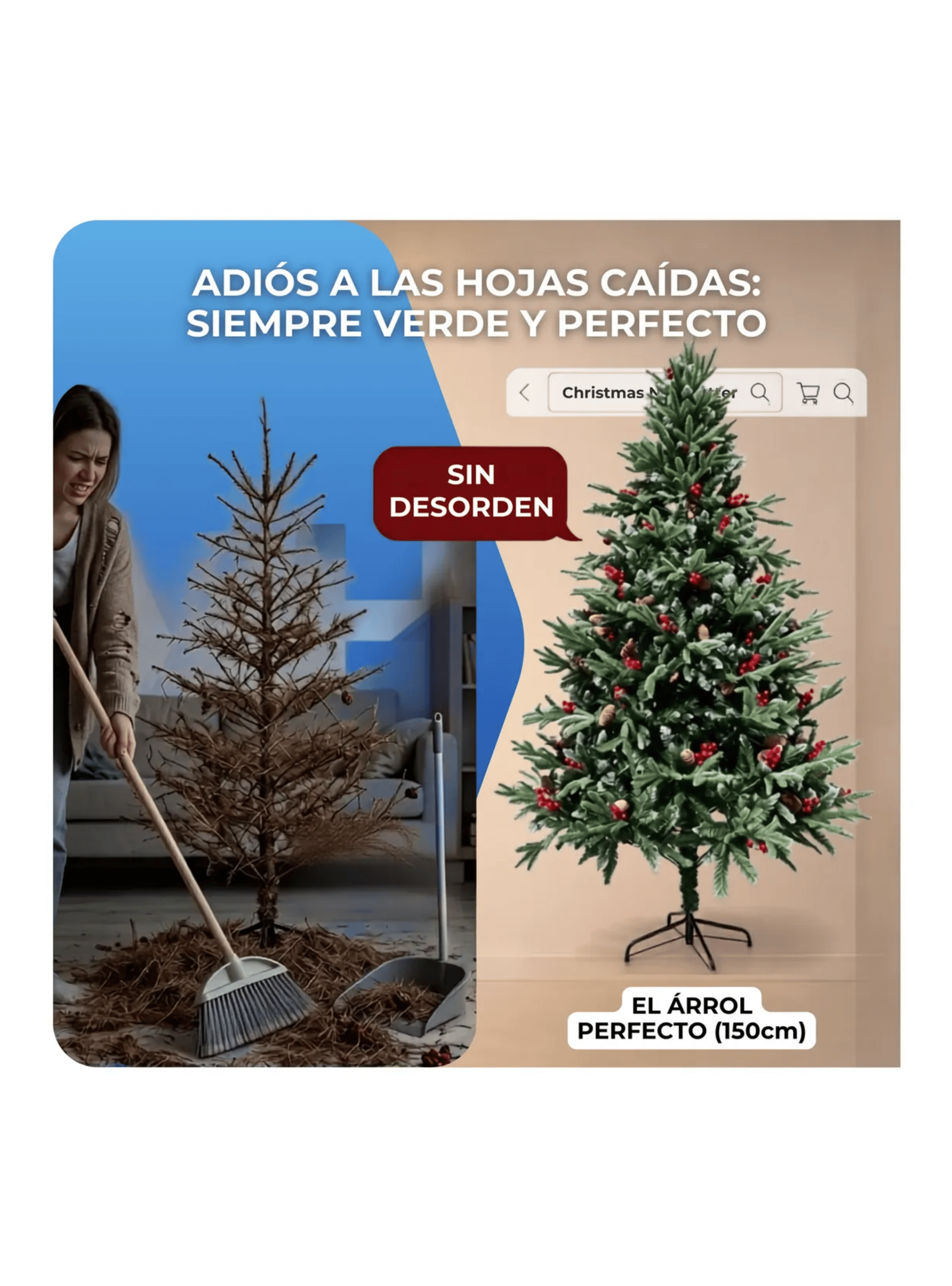 Arbol De Navidad Nevado Con Frutos Rojos A Elegir Tama o-3