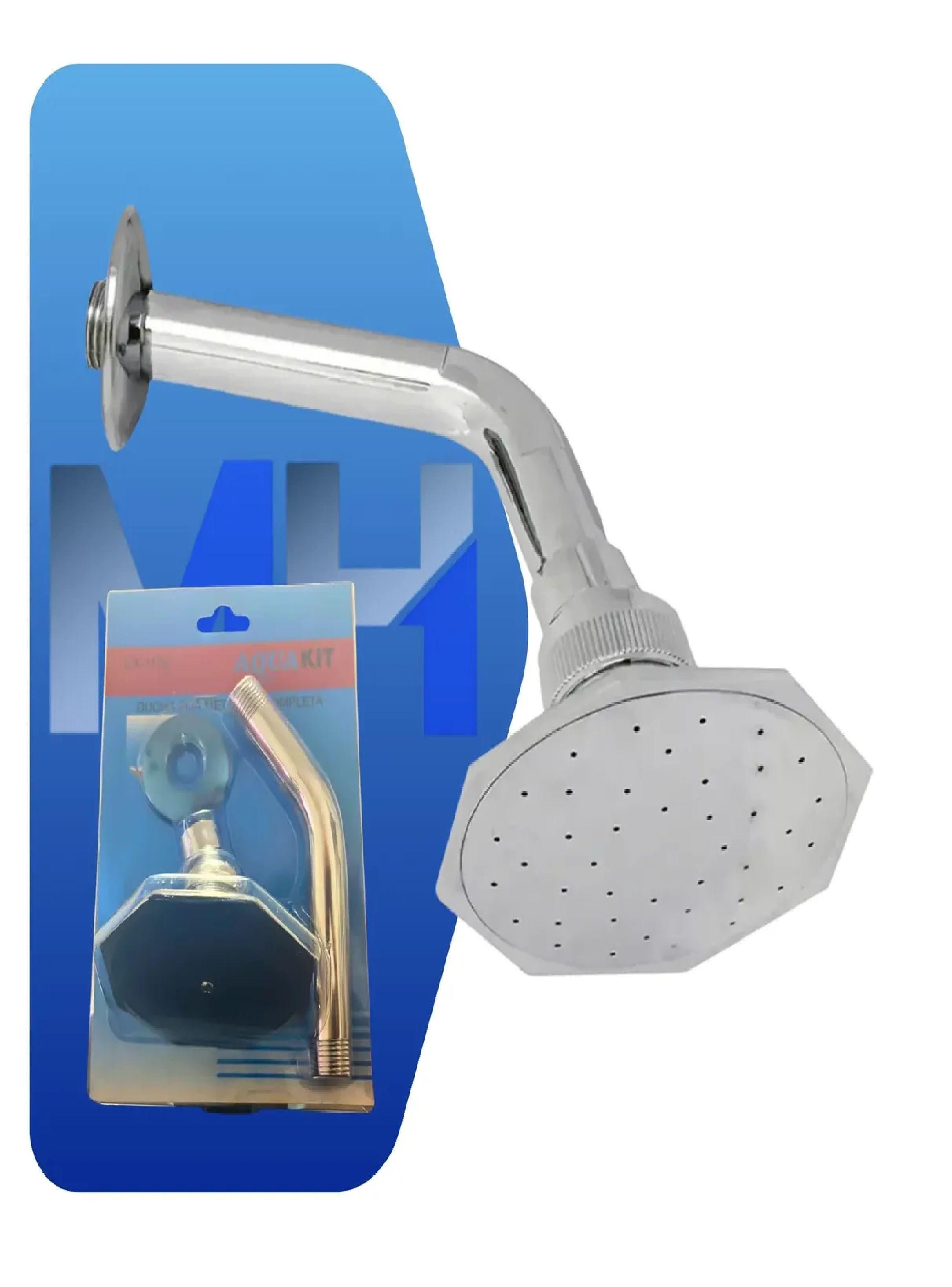 Ducha Fija Aquakit Hexagonal 100 Met lica Cabeza Y Brazo-2