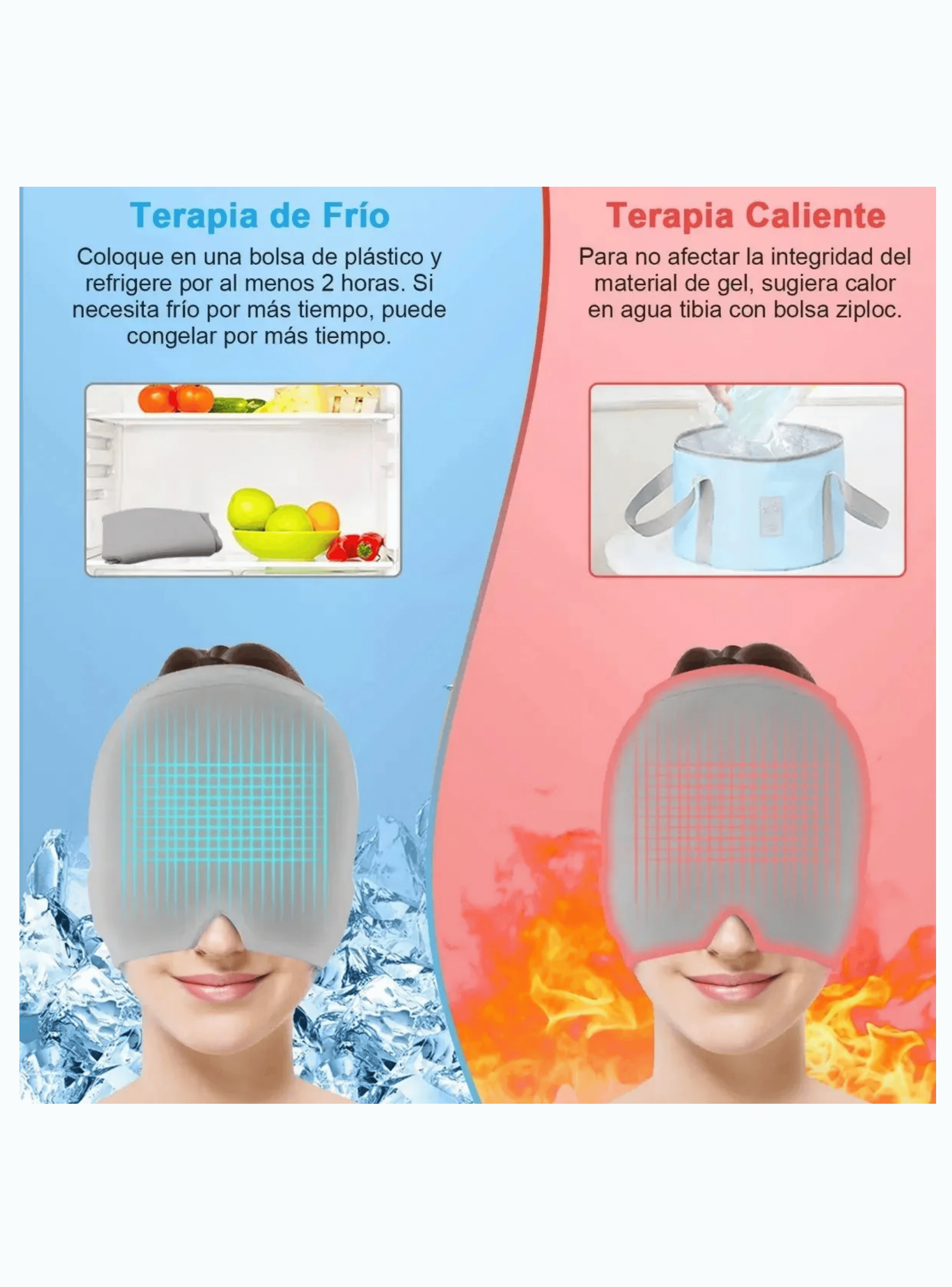 Gorro De Gel Alivio De Migra a Terapia De Fr o Dolor Cabeza-3