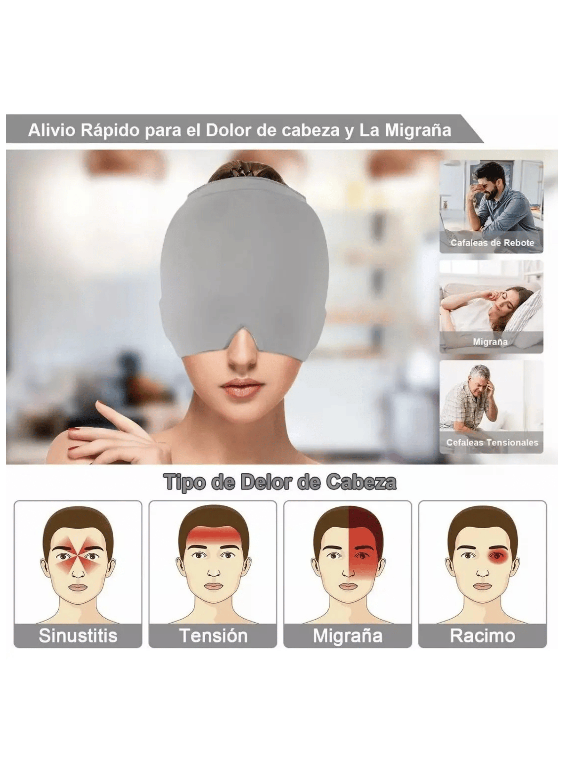 Gorro De Gel Alivio De Migra a Terapia De Fr o Dolor Cabeza-5