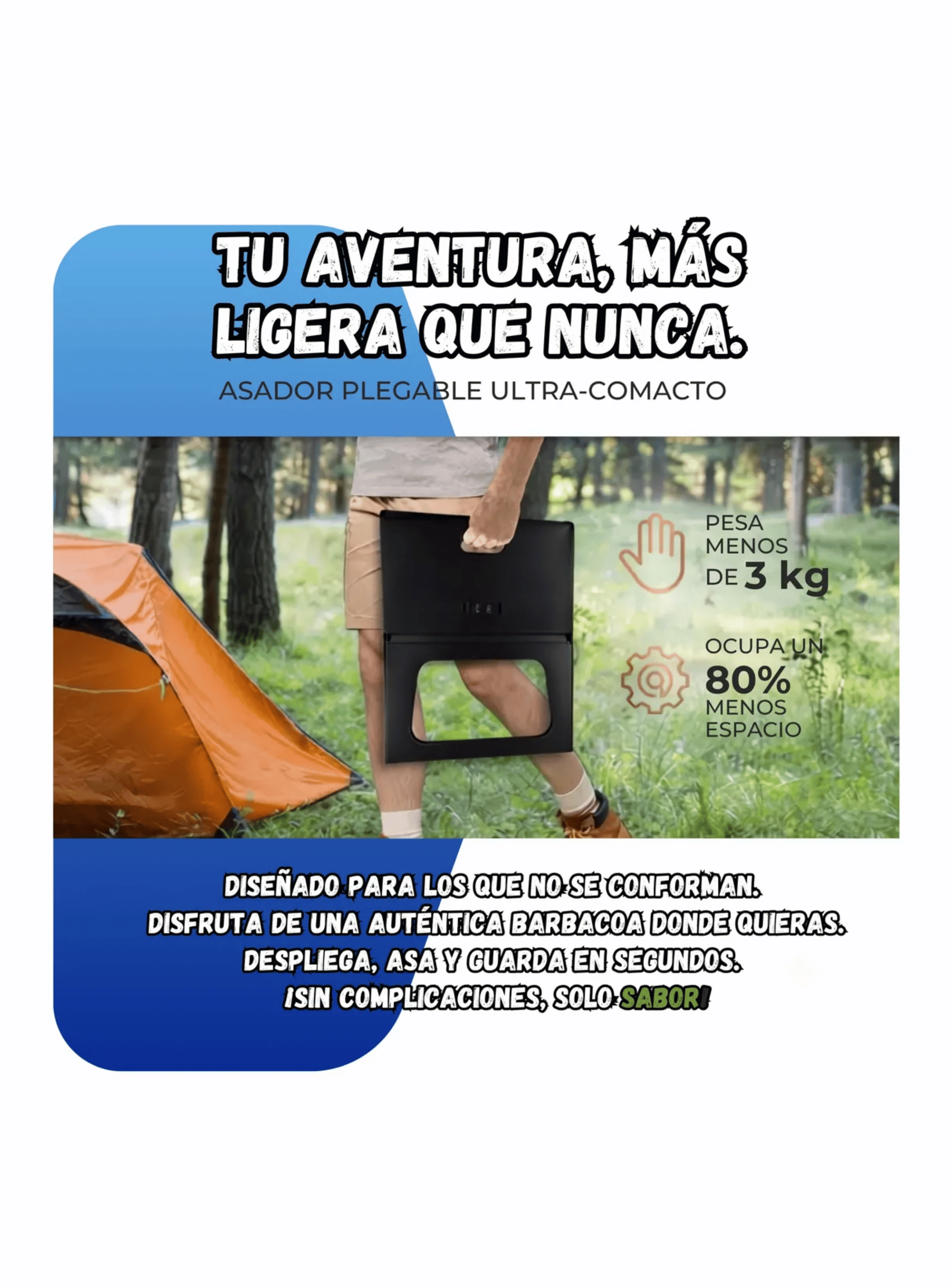 Parrilla Portatil Plegable A Carbon Asados Camping 44x29cm-5