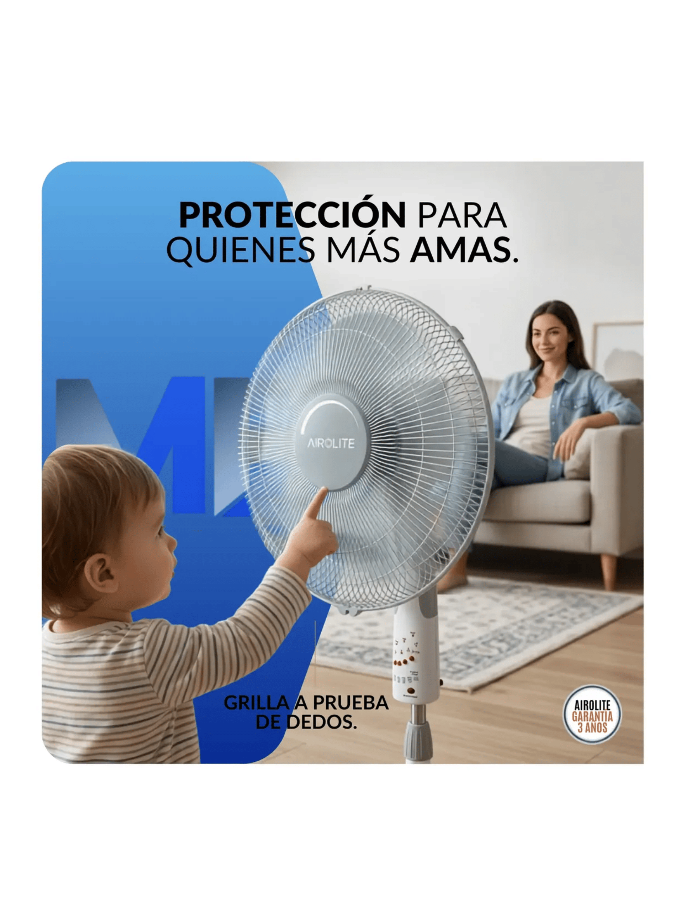 Ventilador Pedestal 16 Pulgadas Airolite V16p6r Blanco 50w-2