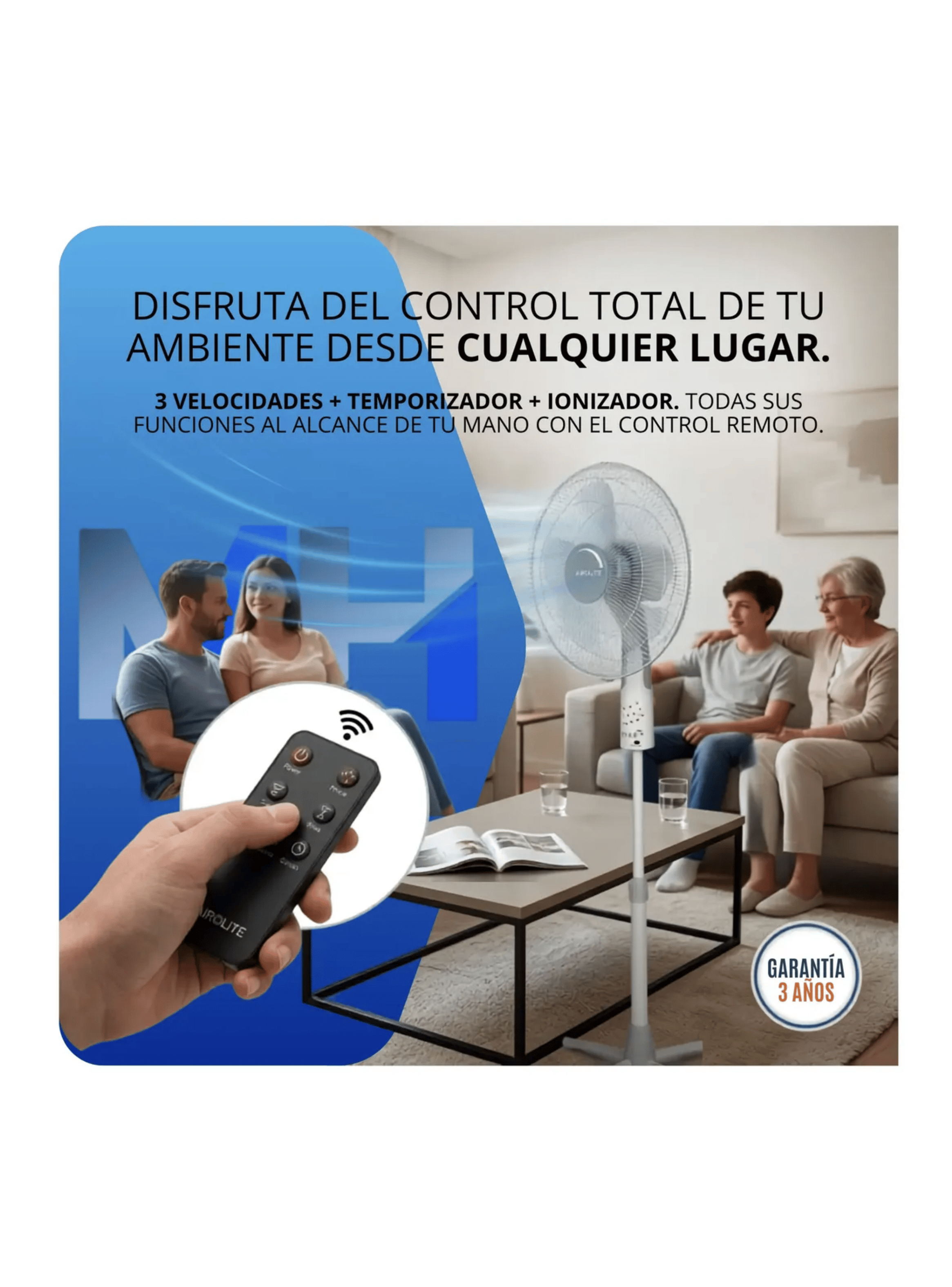 Ventilador Pedestal 16 Pulgadas Airolite V16p6r Blanco 50w-3