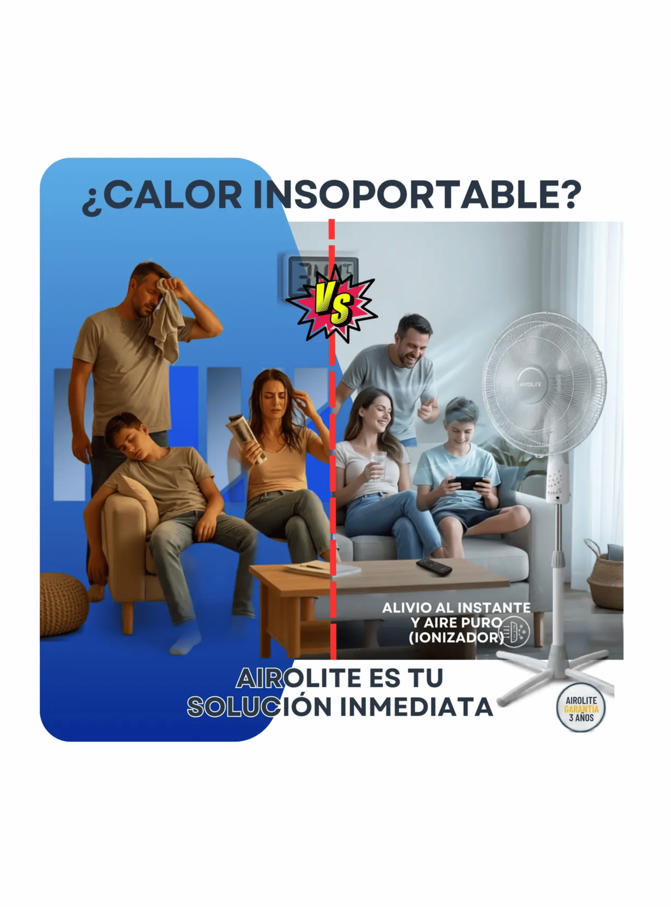 Ventilador Pedestal 16 Pulgadas Airolite V16p6r Blanco 50w-5