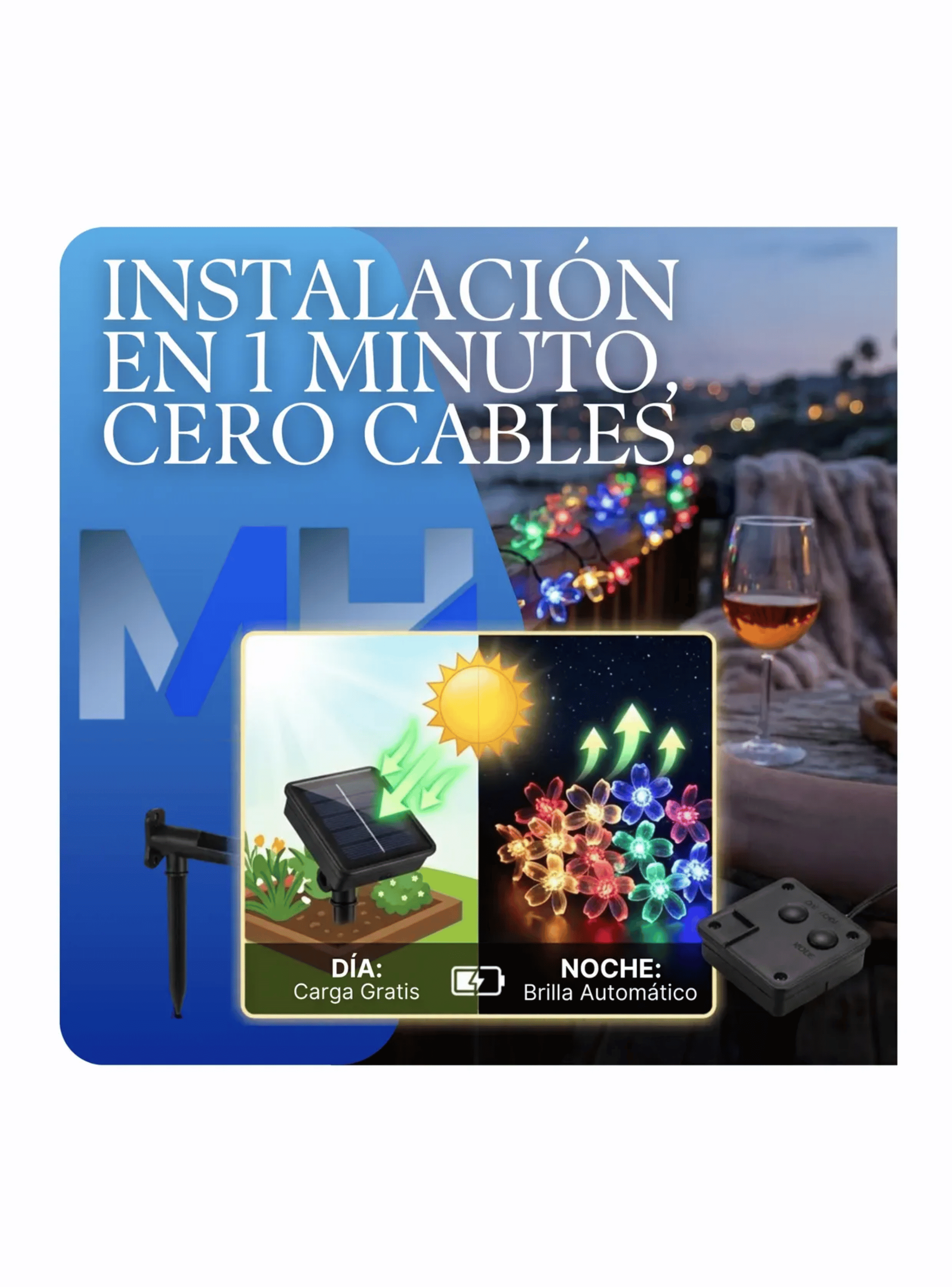 Guirnalda Luces Solares Led Flores De Durazno 5 Mtrs Pack X4-2