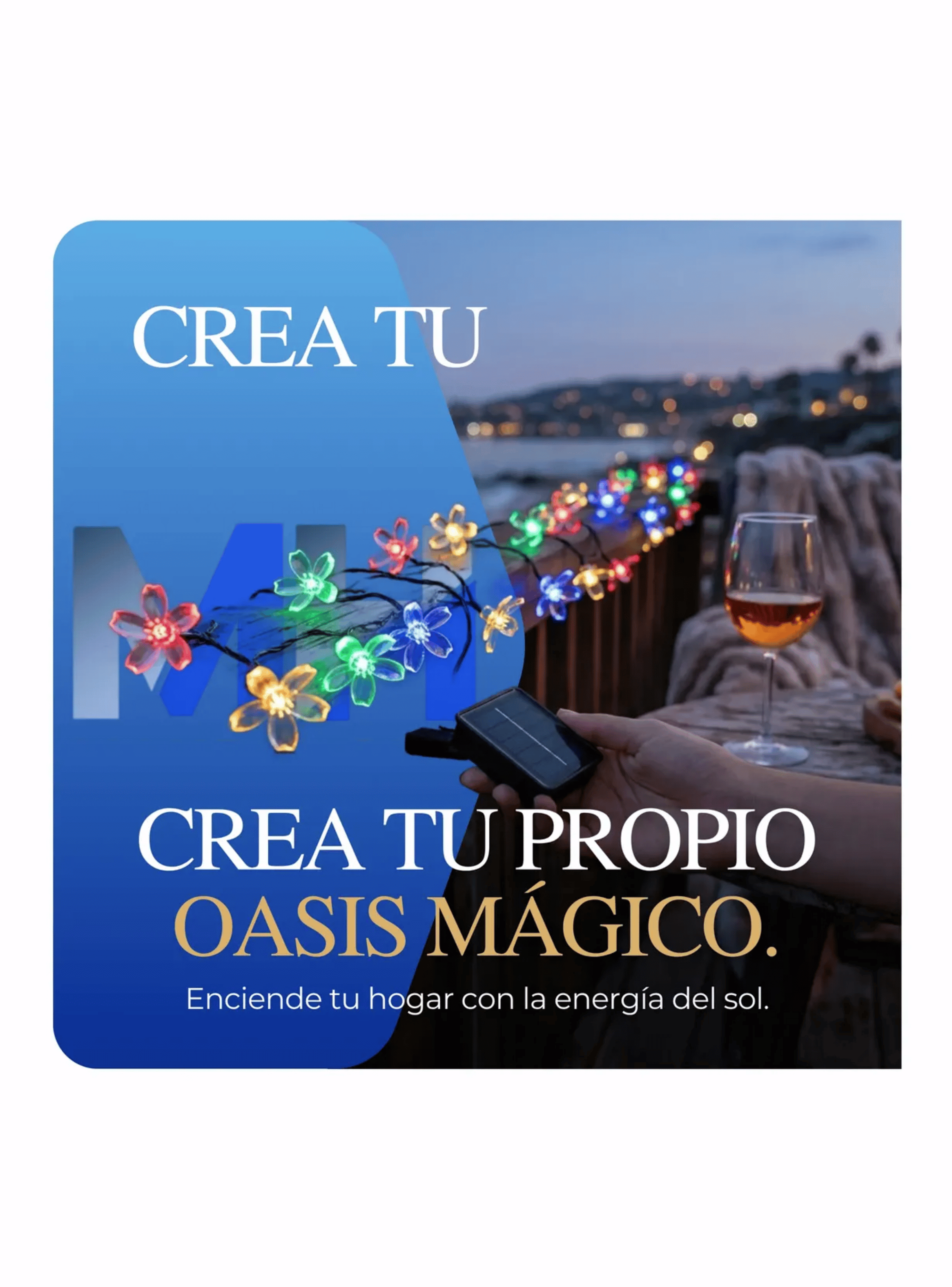 Guirnalda Luces Solares Led Flores De Durazno 5 Mtrs Pack X4-5