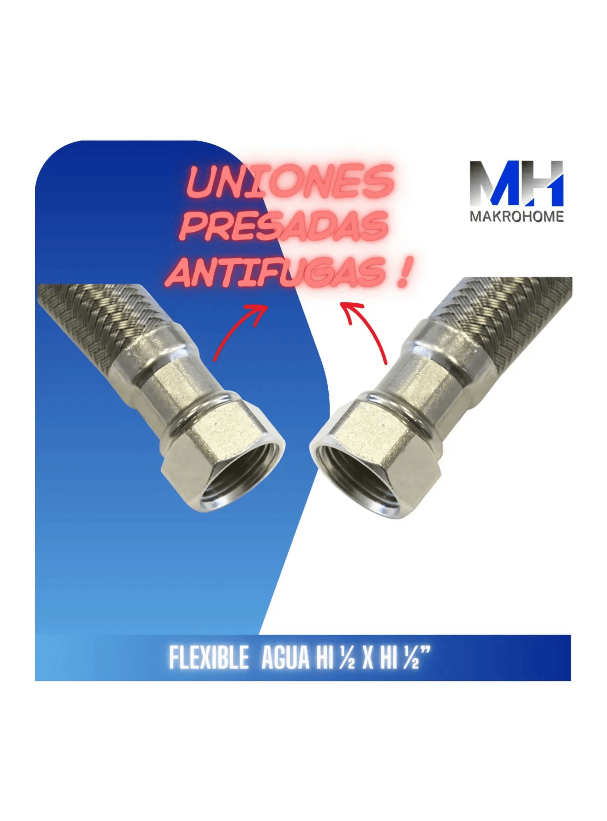 Flexible Agua Hi hi 1 2 30 Cm Taumm Acero Inoxidable 350 Psi-3