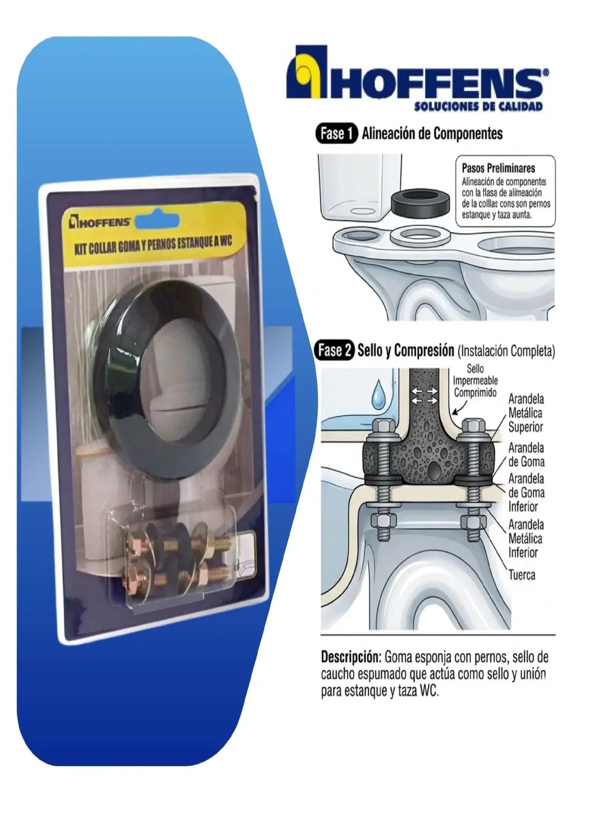 Kit Reparación Wc Estanque A Taza Goma Esponja + Pernos Zinc-2