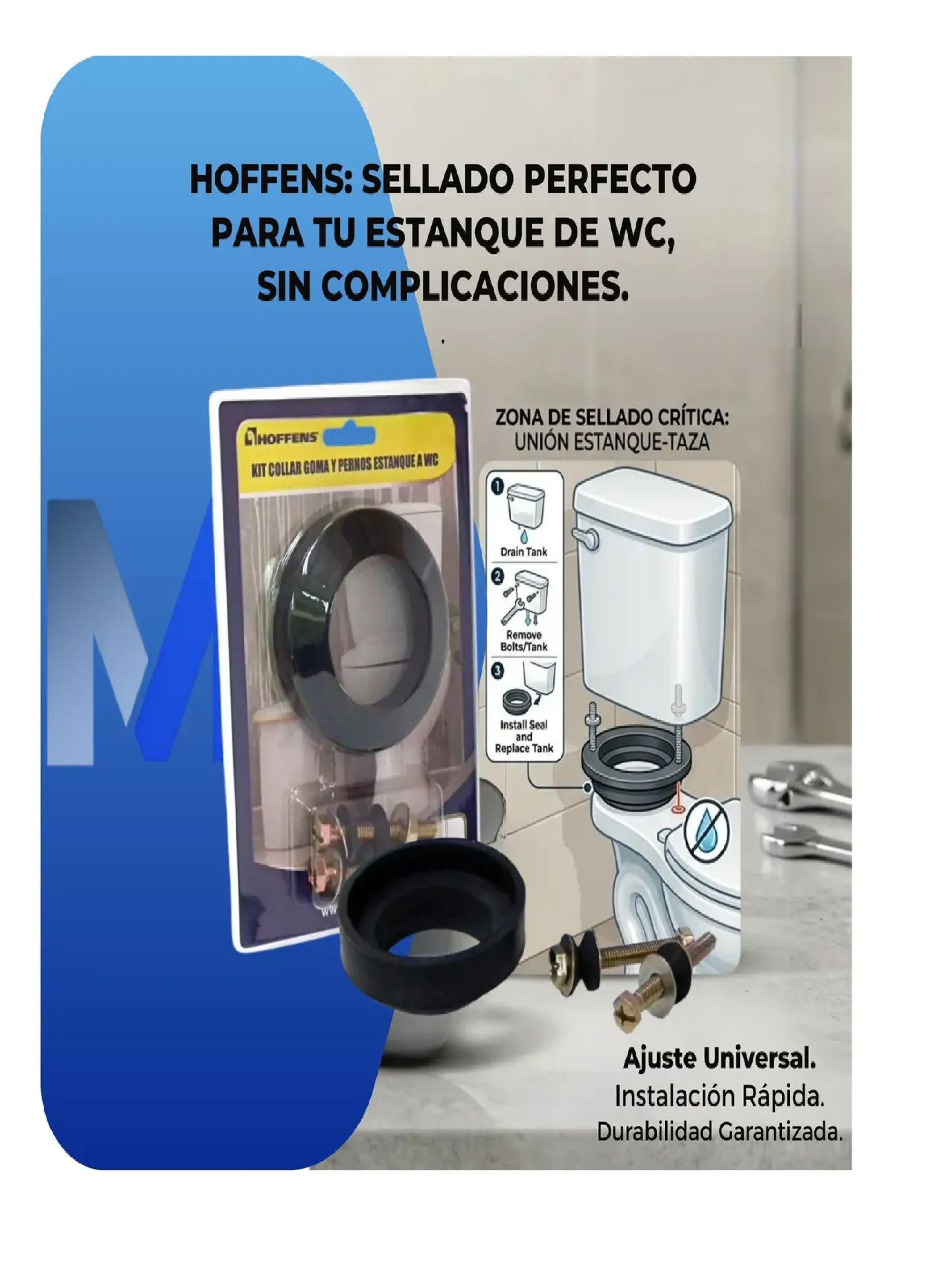 Kit Reparación Wc Estanque A Taza Goma Esponja + Pernos Zinc-3