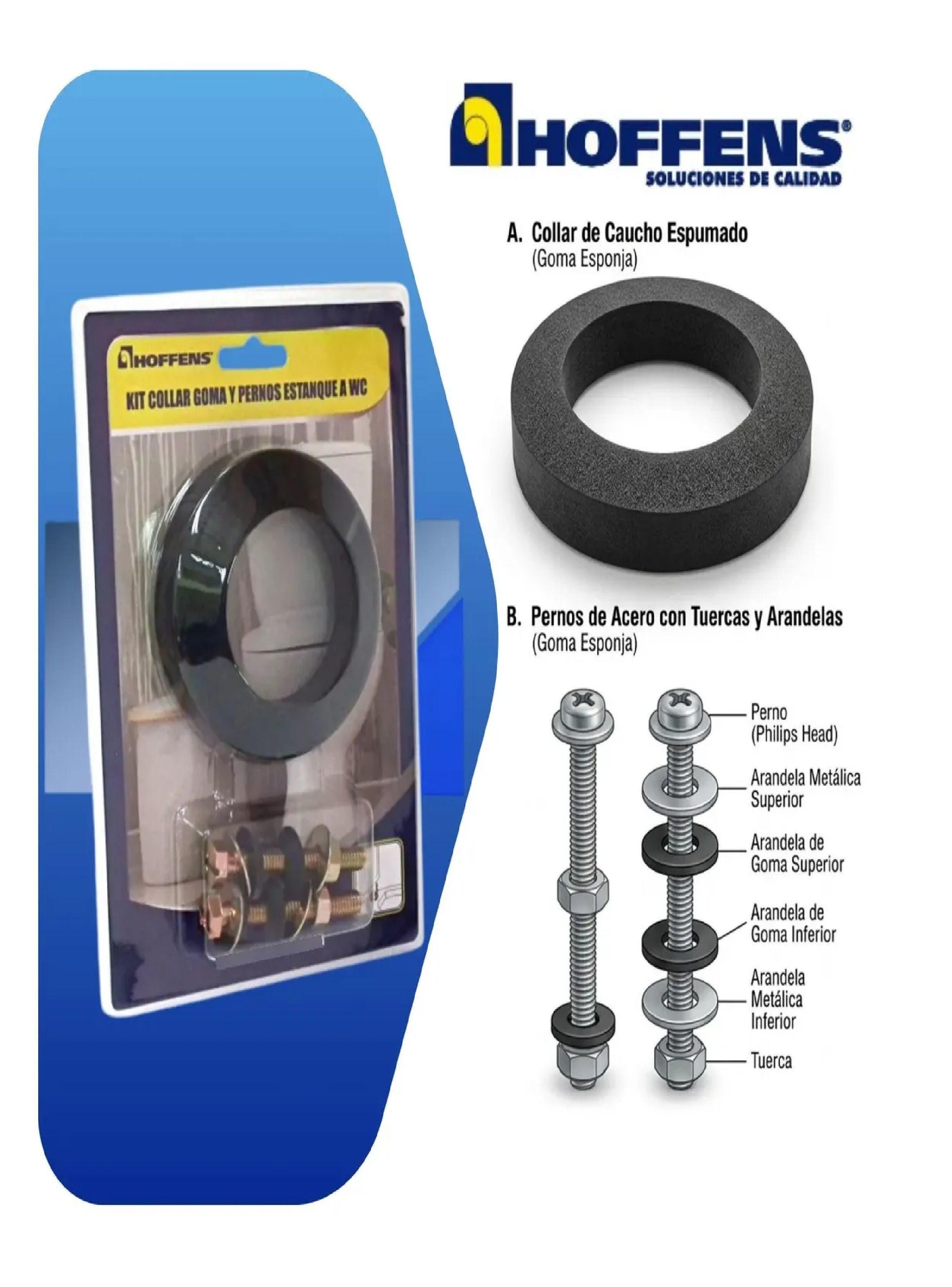 Kit Reparación Wc Estanque A Taza Goma Esponja + Pernos Zinc-4