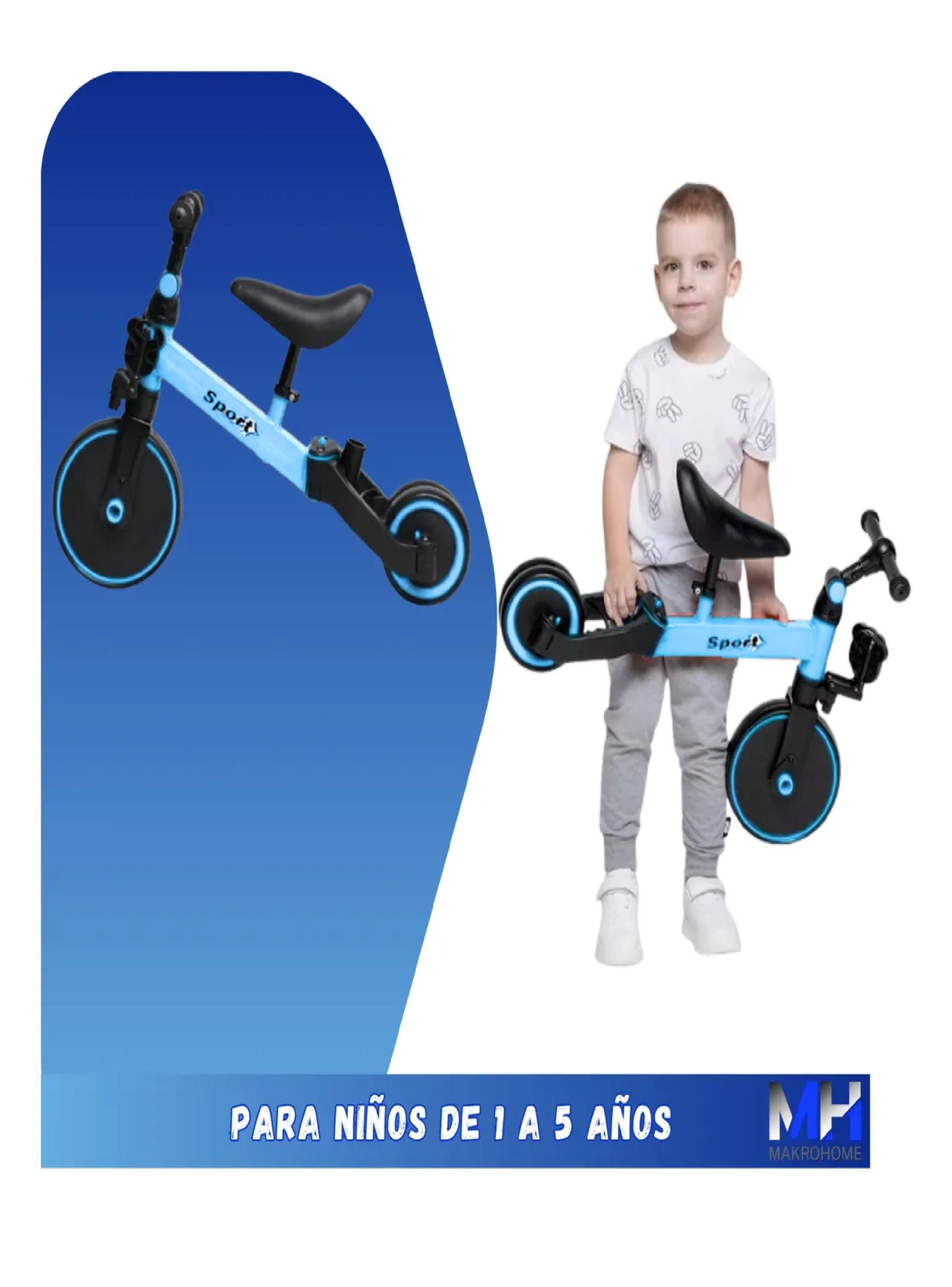 Triciclo Correpasillos Bicicleta De Aprendizaje 3 En 1 Azul-3