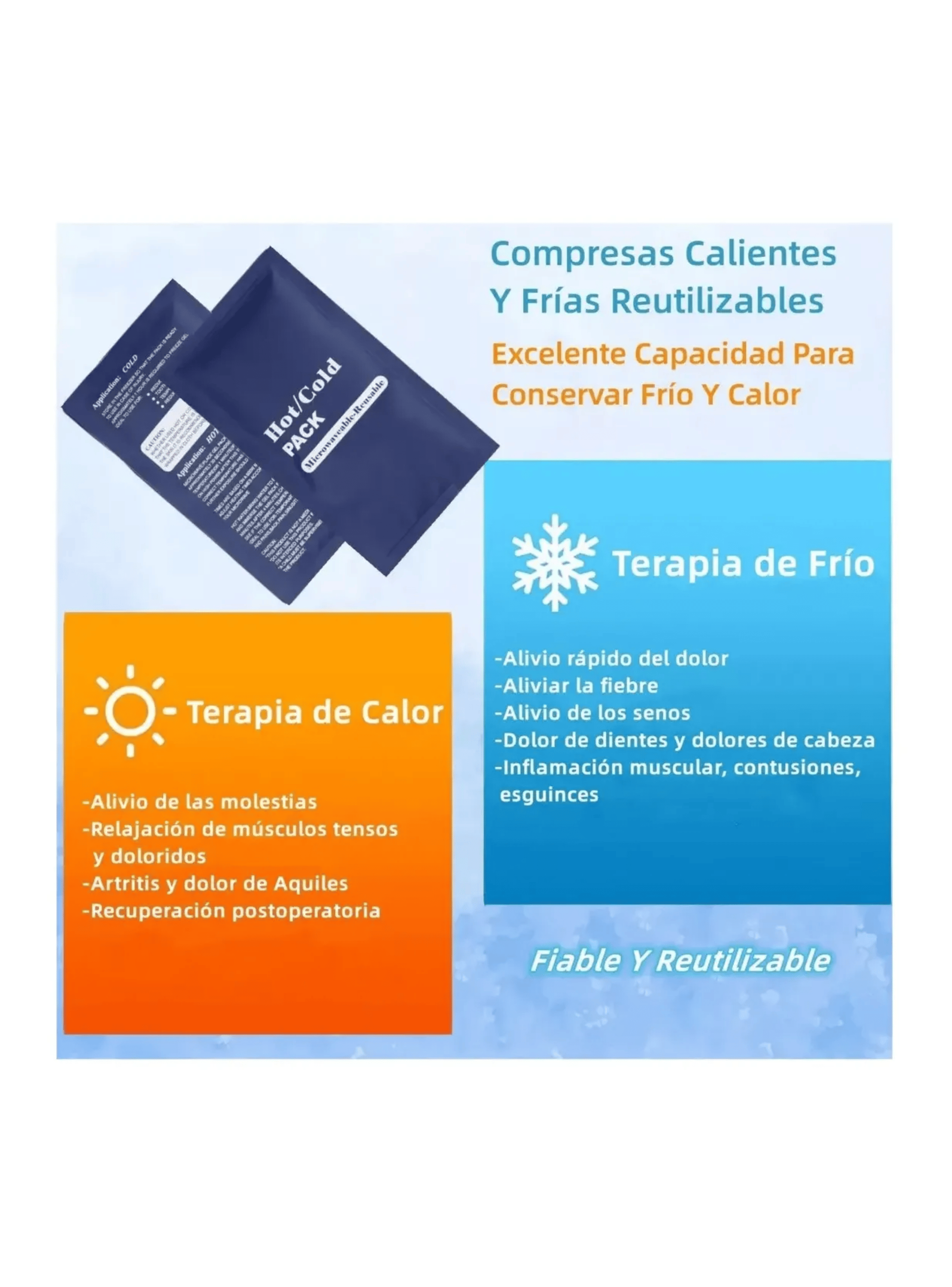 Compresa Gel Frio Calor Lesiones Golpes Reutilizable 23x13cm-2